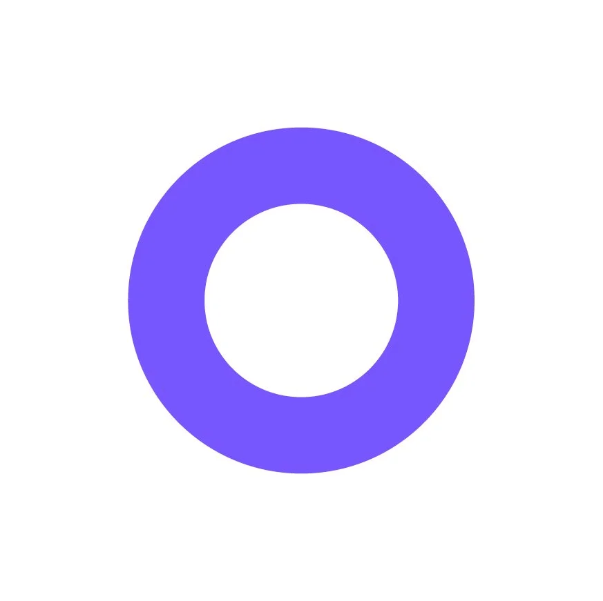 A purple ring with a white center on a white background.