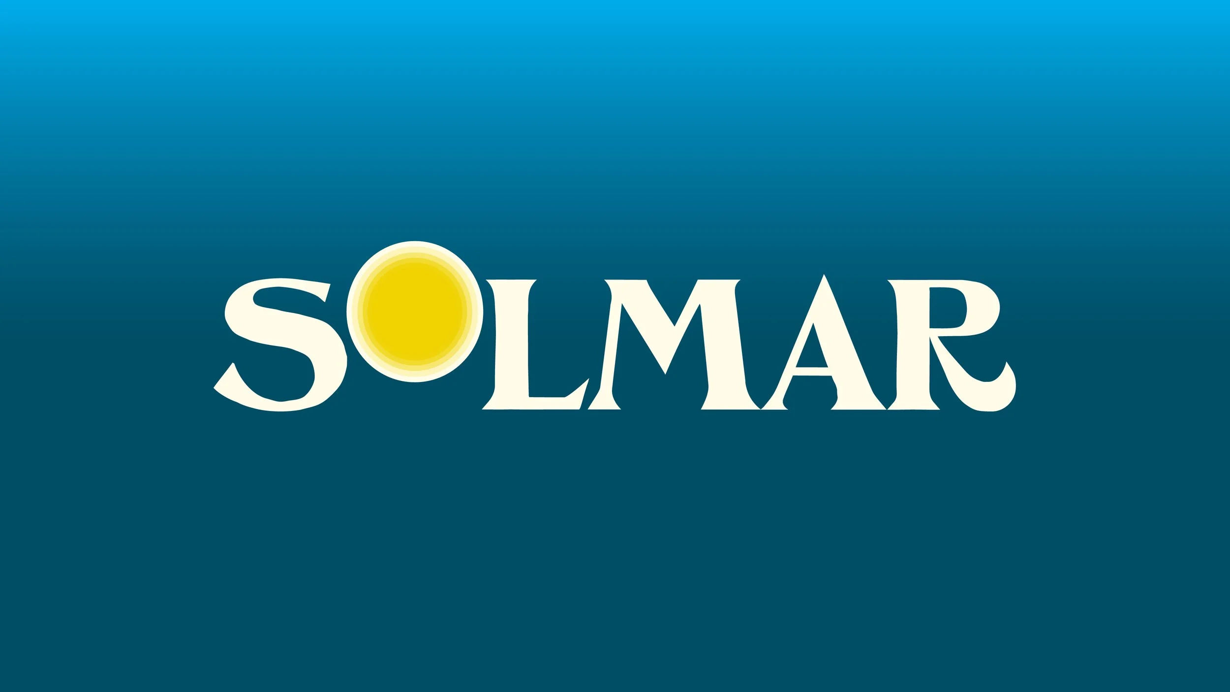 The word 'SOLMAR' with the 'O' stylized as a bright yellow sun on a blue gradient background.