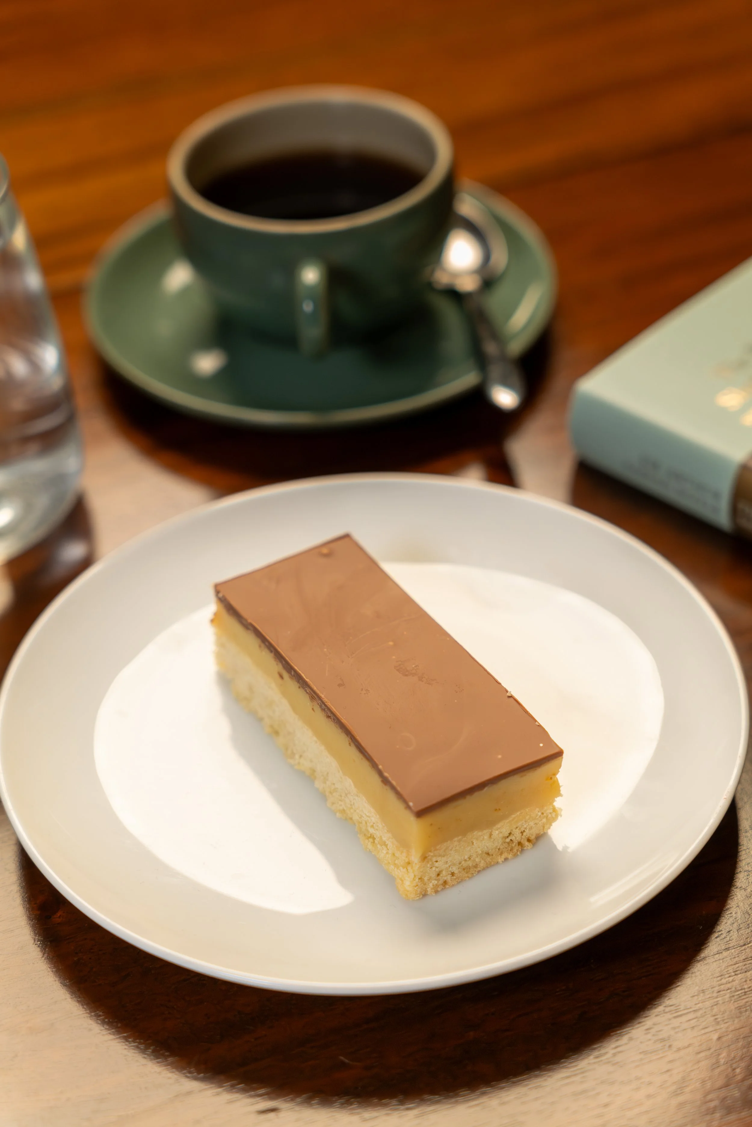 Our seriously indulgent Millionaires shortbread, with an extra thick layer of caramel and Callebaut Milk Chocolate topping