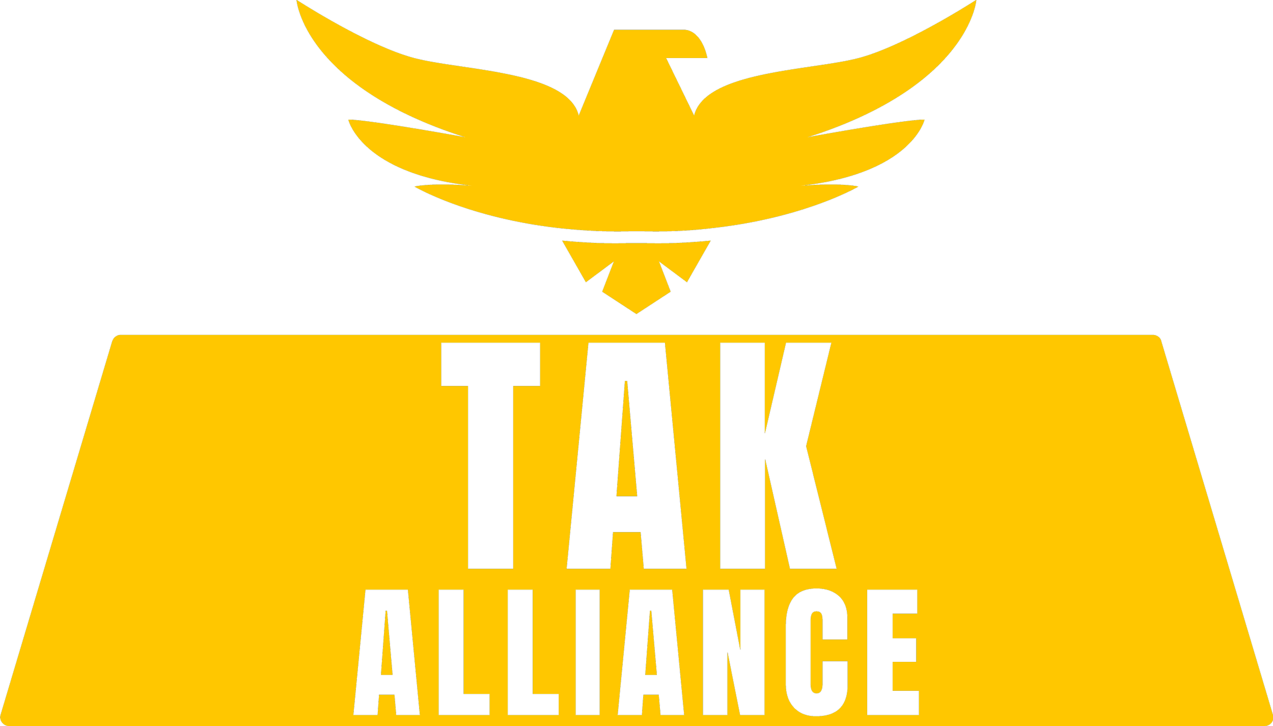 A black background with a yellow eagle emblem above a yellow rectangular banner displaying the words 'TAK ALLIANCE' in bold black letters.