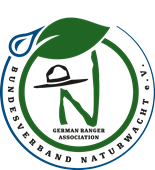 Logo des Deutschen Ranger-Bundes mit einem grünen Blatt, einem Hut und dem Buchstaben 'N'