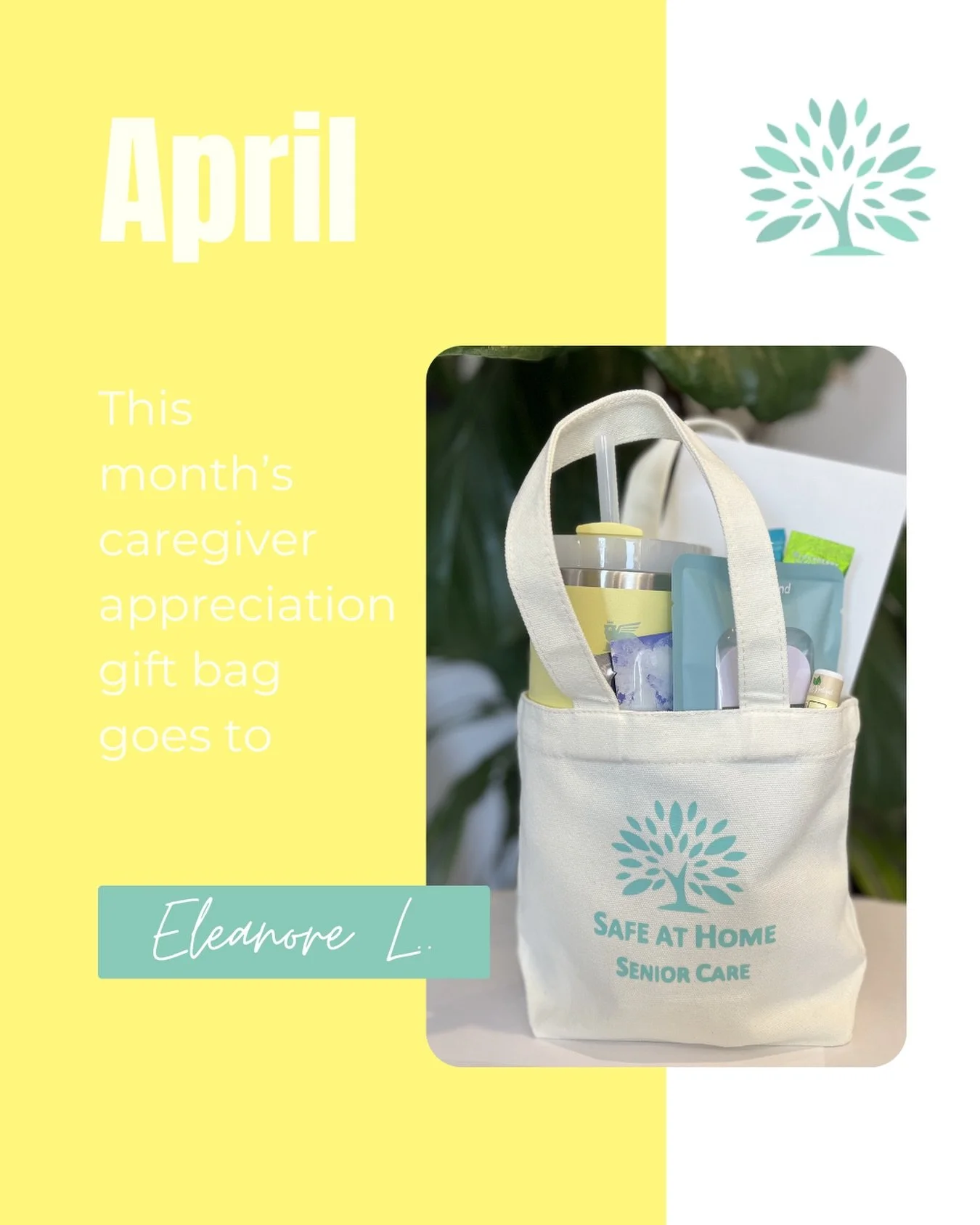 Celebrating Eleanore this April 💙 We&rsquo;re proud to recognize her as the recipient of this month&rsquo;s Caregiver Appreciation gift bag! In just a few short months, her kindness, compassion, and dedication have made such a meaningful difference 