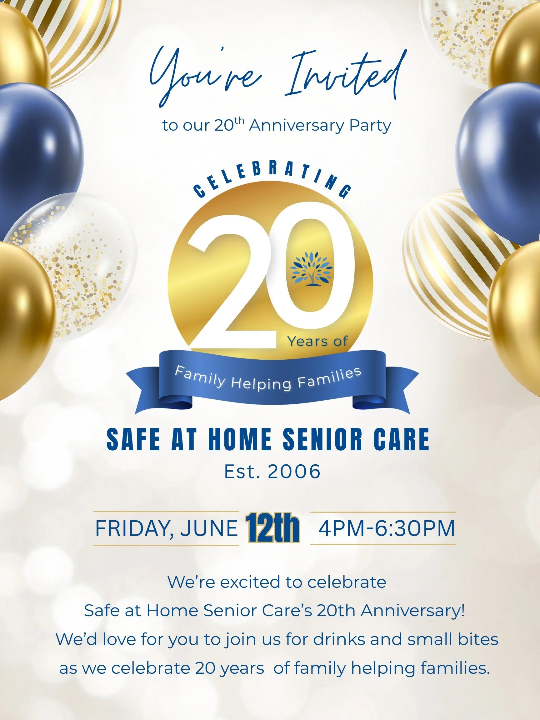 Our 20th Anniversary Celebration is just a few days away! 🎉

If you haven't RSVP'd yet, there's still time. Join us this Friday from 4:00 PM&ndash;6:30 PM as we celebrate 20 years of serving our community. 💙

See the link in our bio for event detai