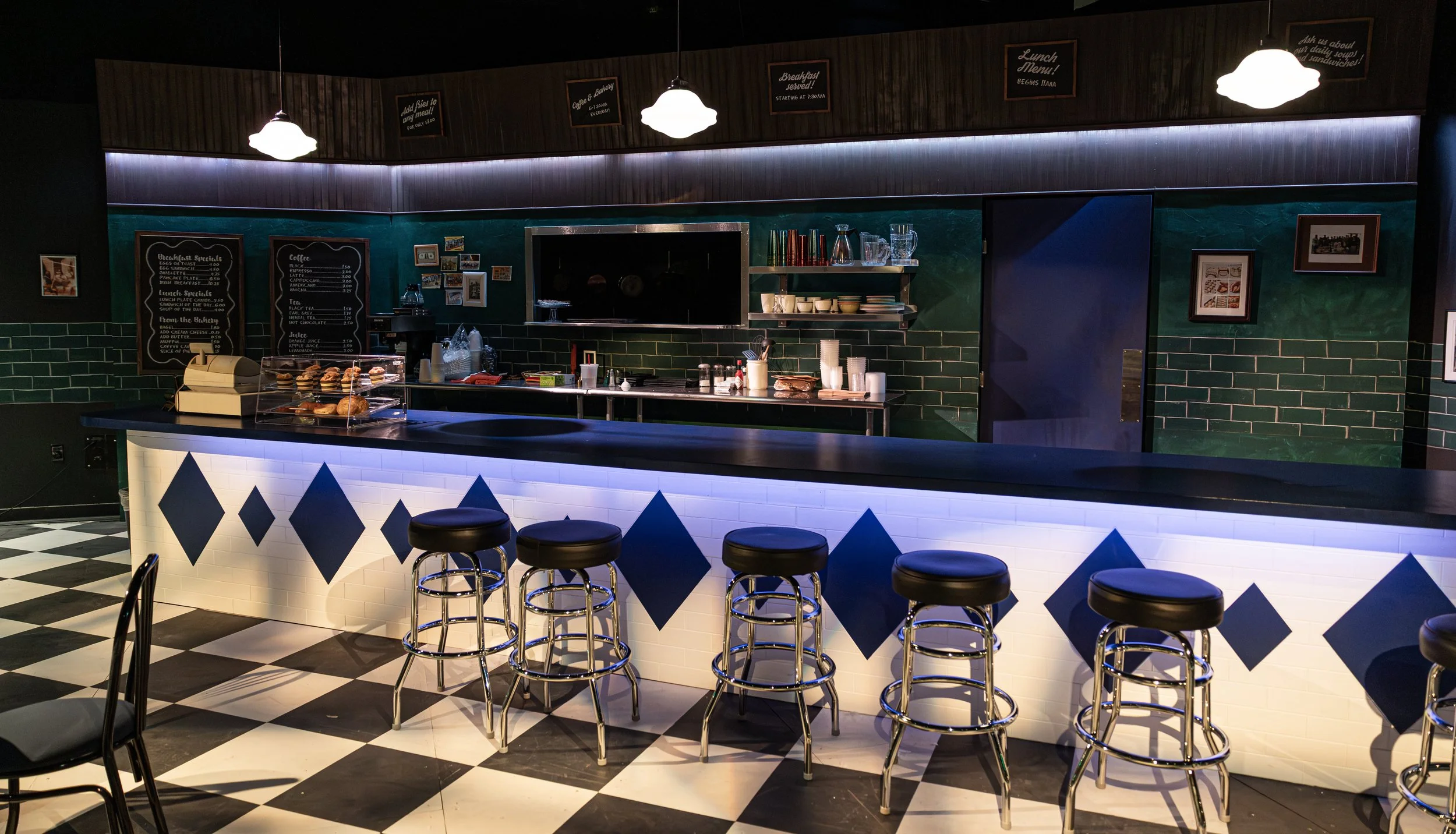 THE COUNTER | Umbrella Stage Company | Photos by Jim Sabitus | Director: Alex Lonati | Scenic Designer: Julia Wonkka | Costume Designer: Kelly Baker | Lighting Designer: Ben Rush | Sound Designer: Aubrey Dube | Venue: Umbrella Arts Center Black Box T