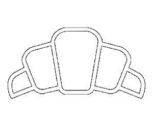 White outline of a croissant on a black background.
