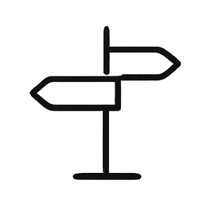 Wegweiser als Symbol für Entscheidungen treffen.