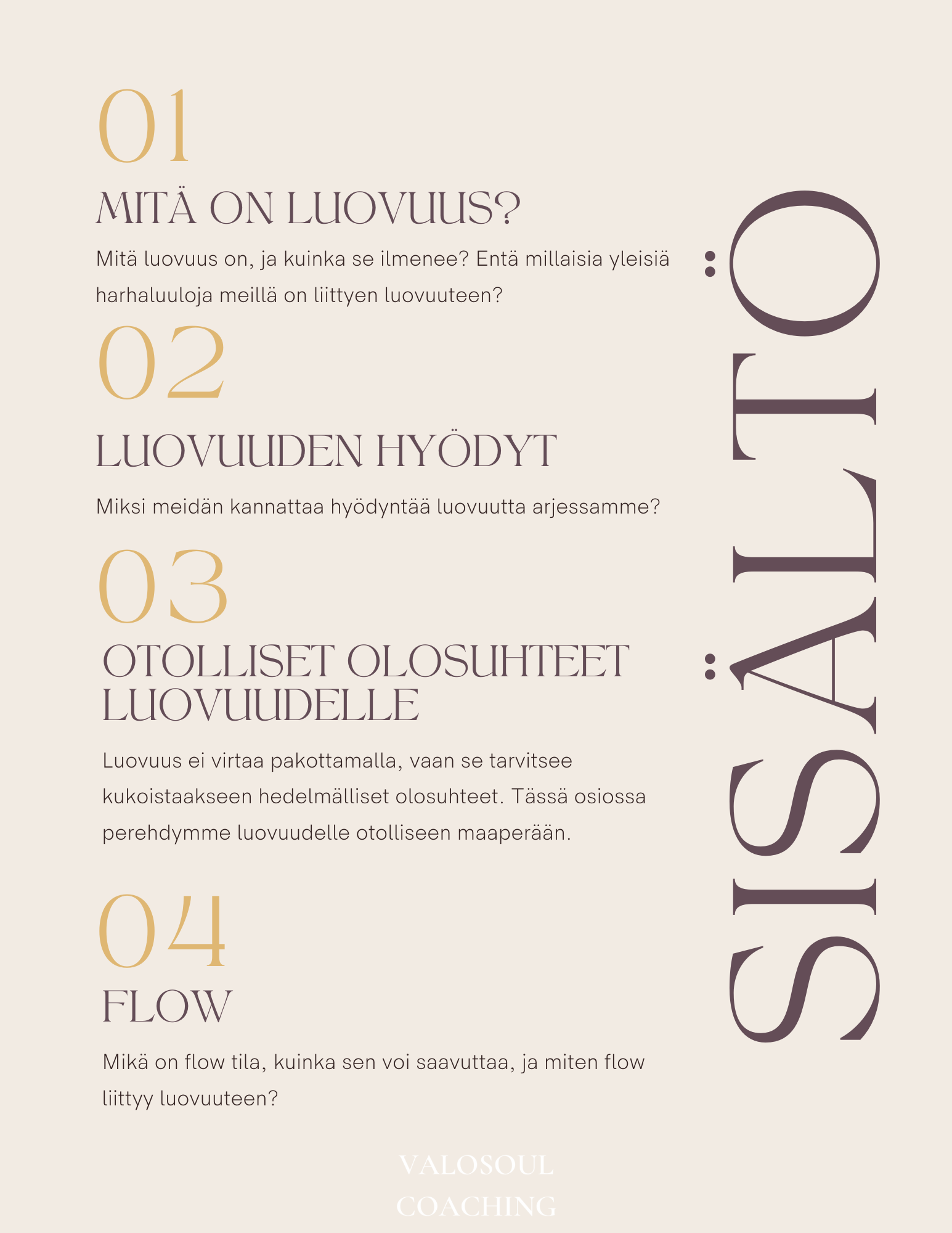 Design poster with headings and questions about creativity, including 'What is creativity?', 'Benefits of creativity', 'Favorable conditions for creativity', and 'Flow', featuring stylized text and pastel background.