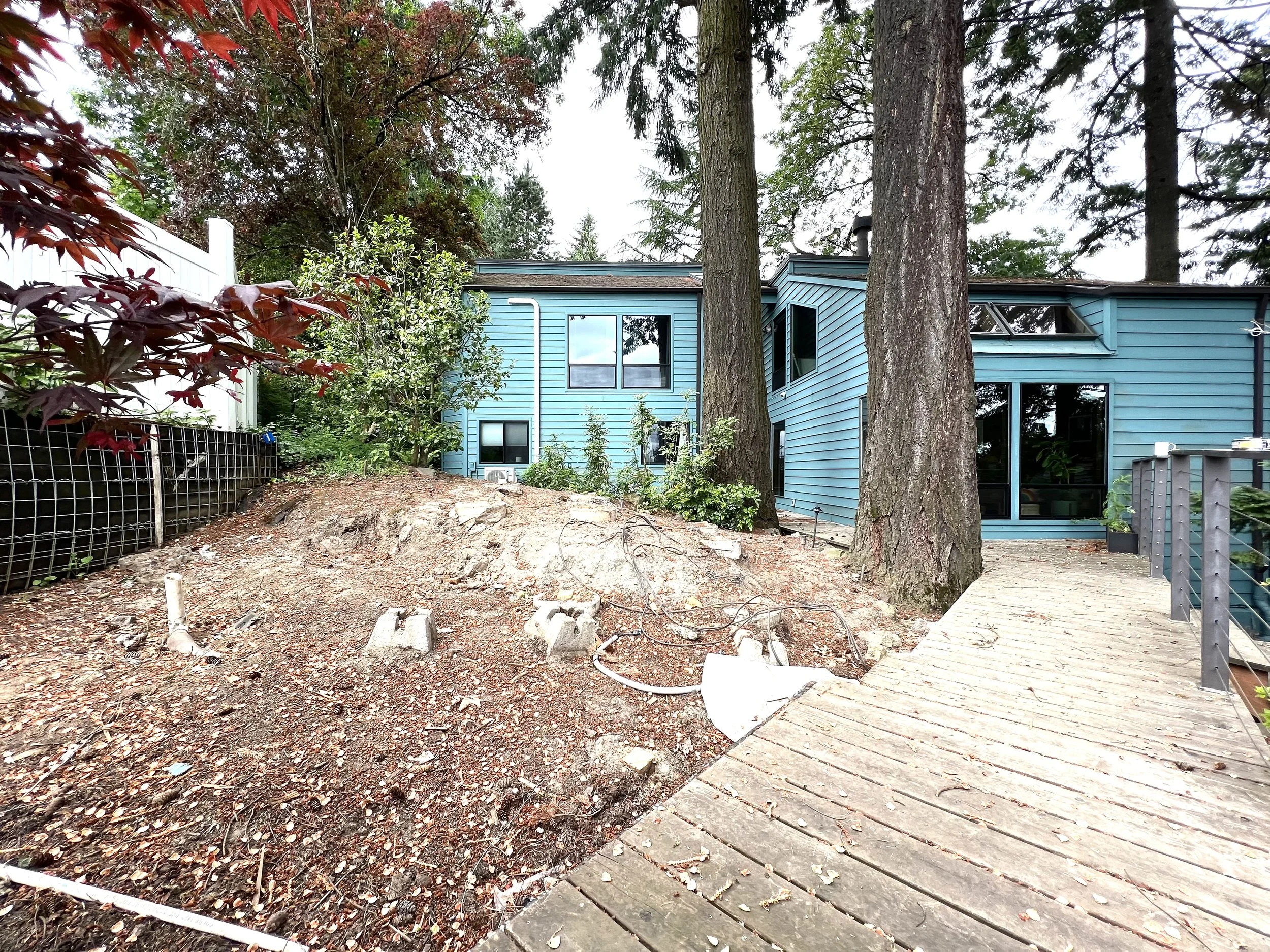 Before and after hillside garden transformation by Garden Riot Designs, Pacific Northwest