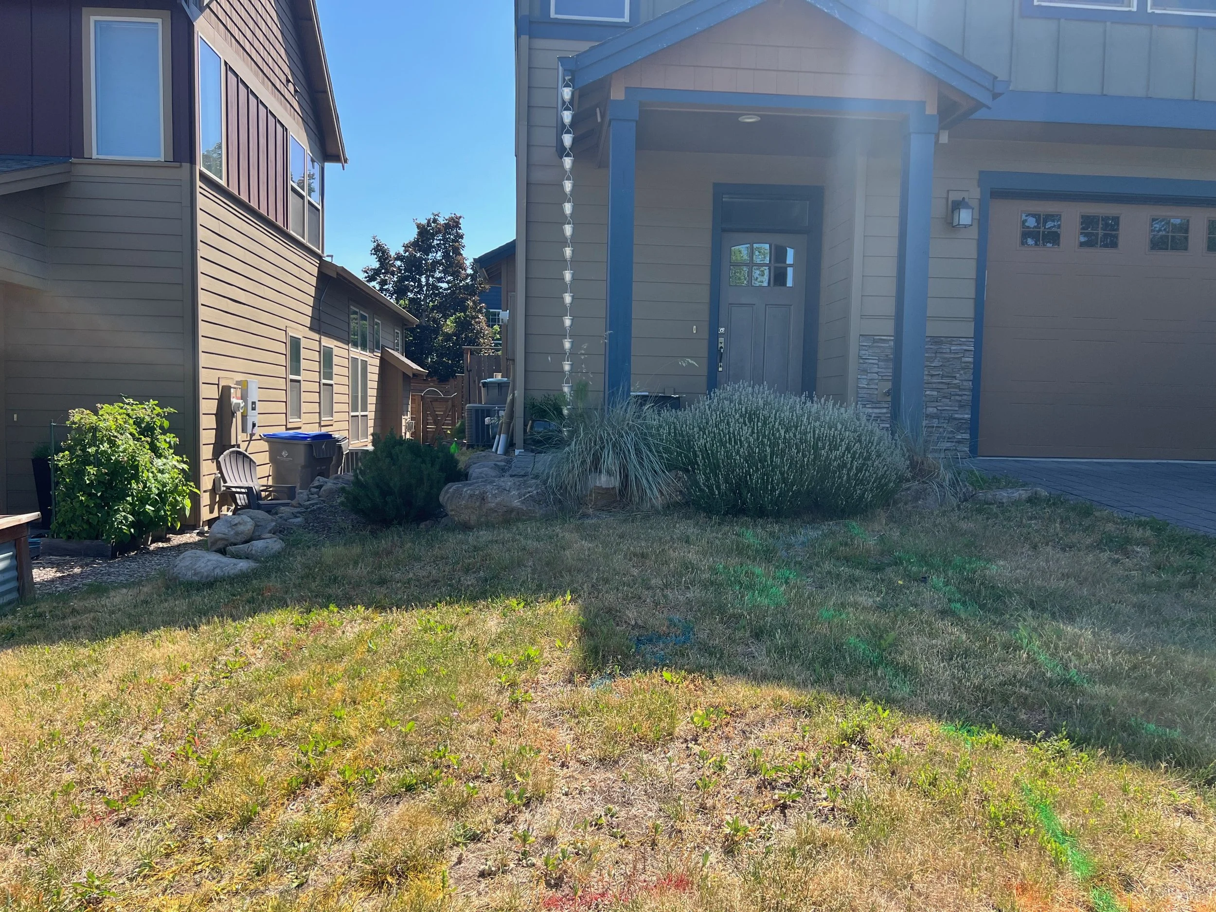 Before and after garden transformation by Garden Riot Designs, Hood River, Oregon 