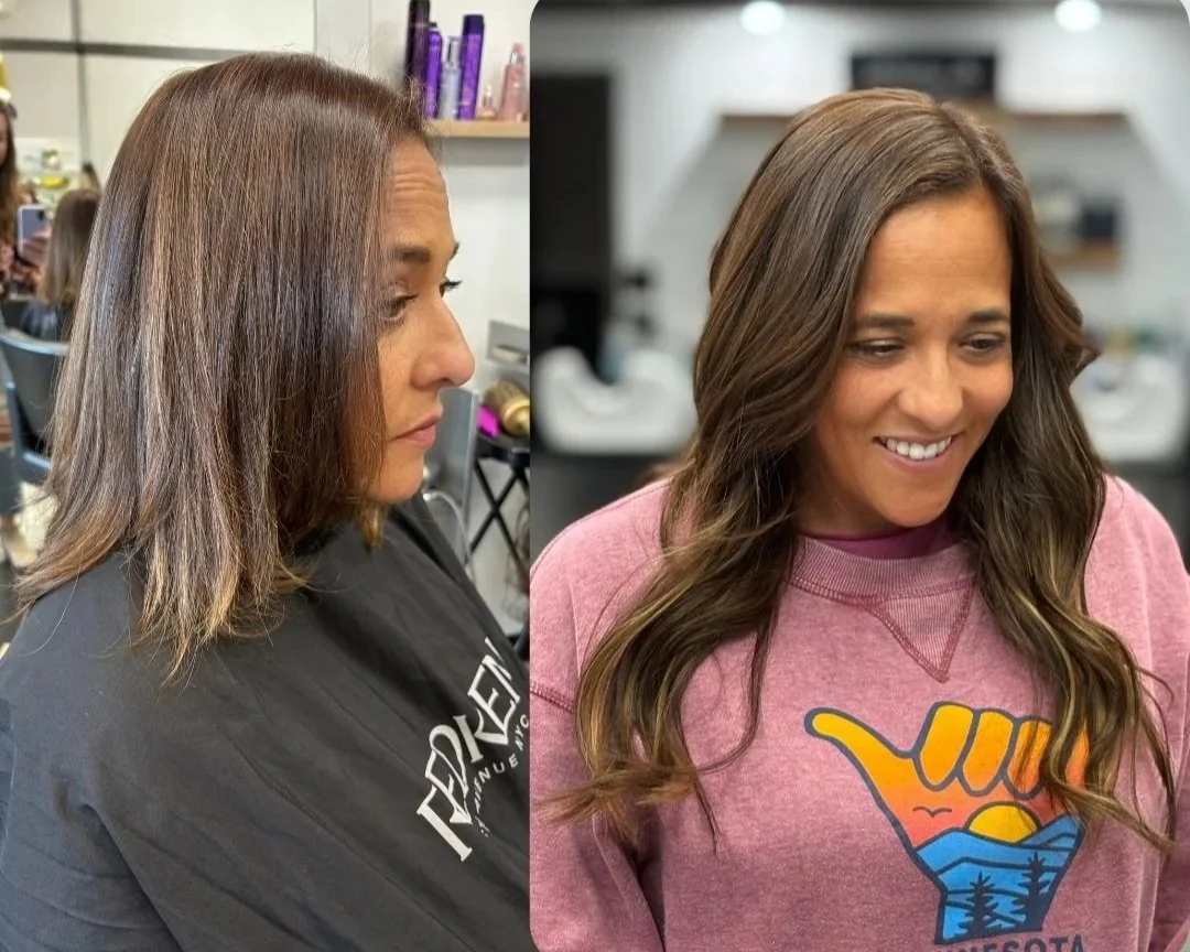 before and after hair extensions, ktip hair extensions, bellami hair extensions, long hair, hair transformation