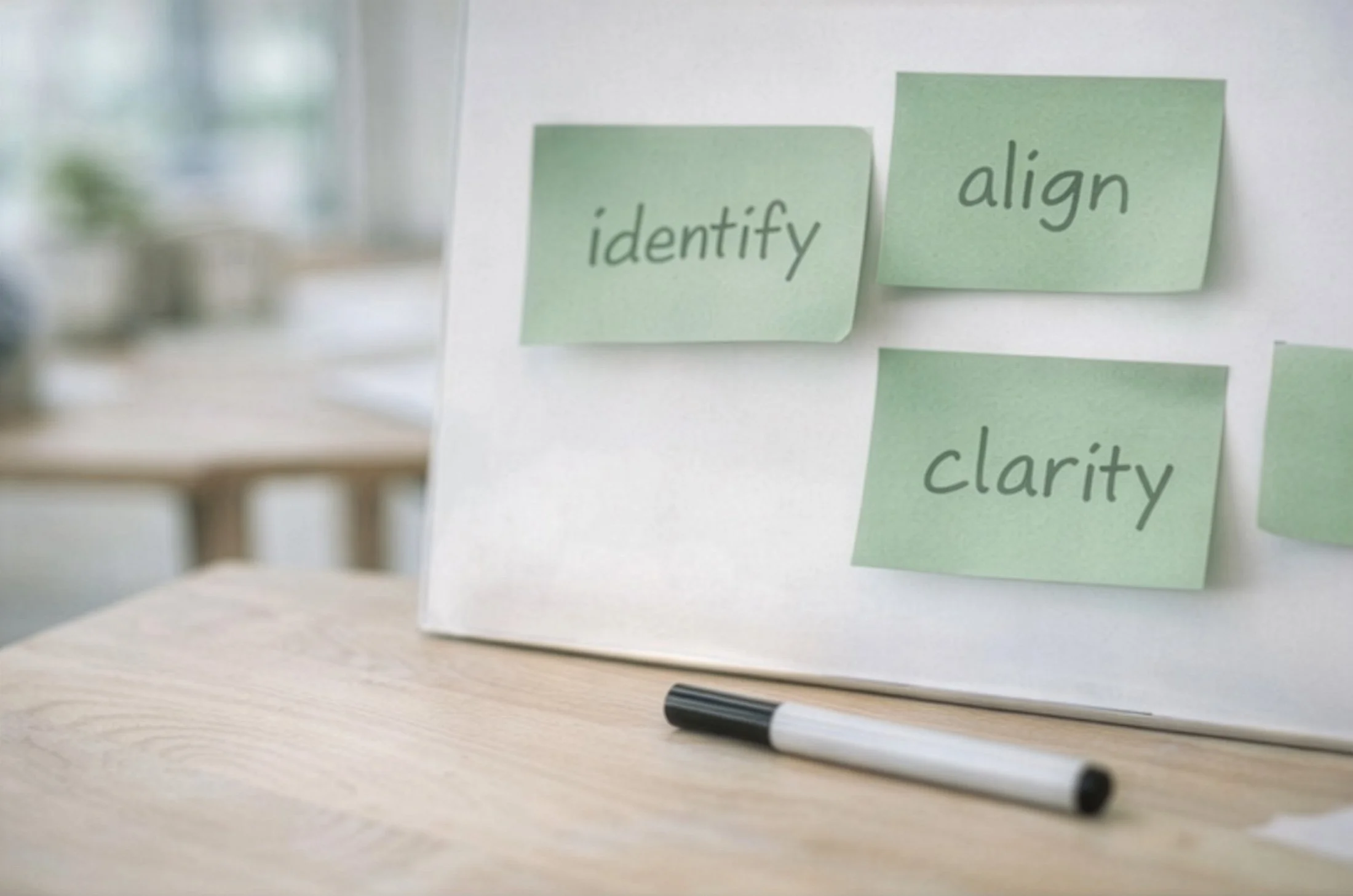 Sticky notes highlighting alignment and clarity during strategic human resources planning