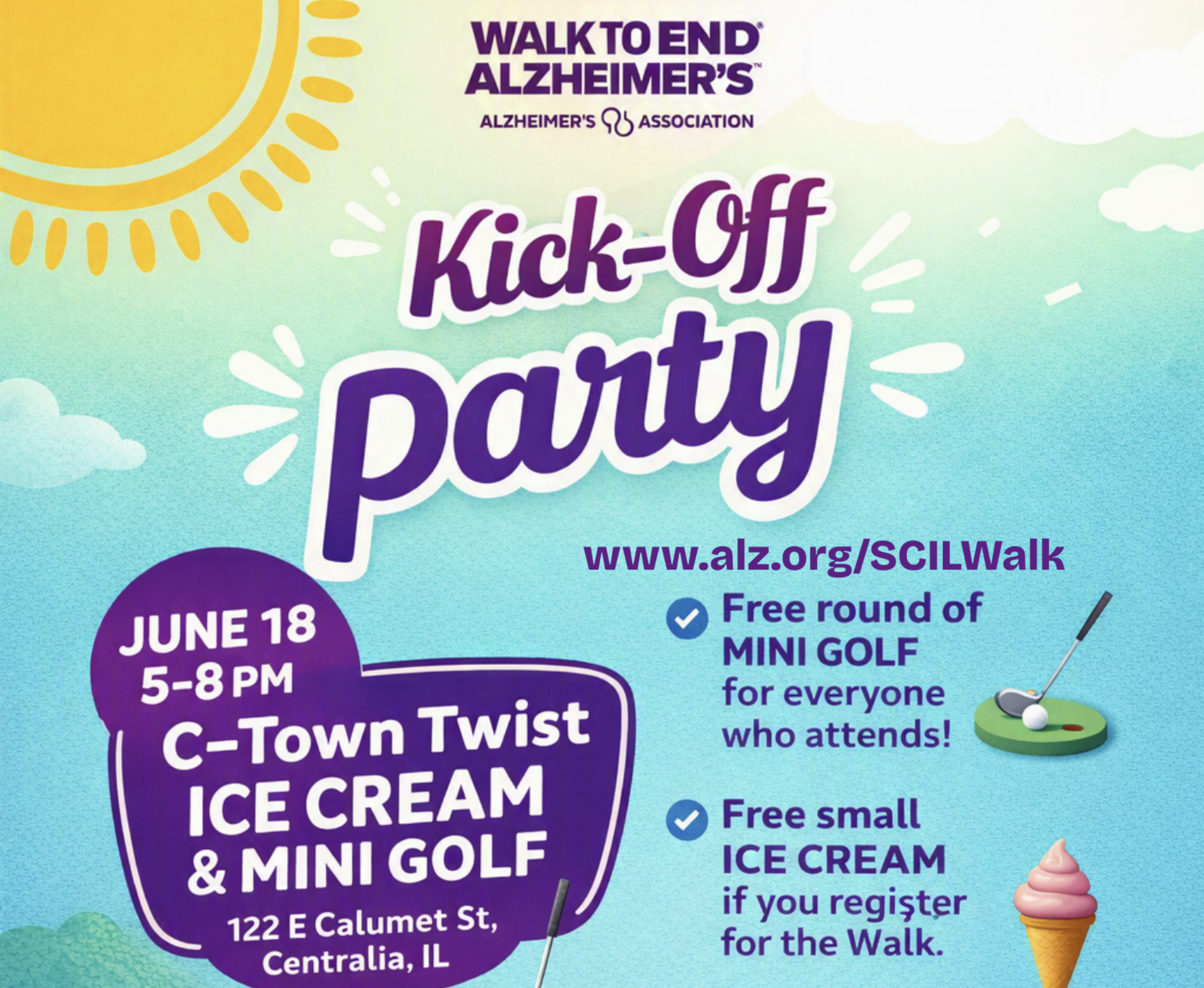 Mini Golf and Ice Cream - Walk to End Alzheimer’s Kick-Off Party at C-Town Twist