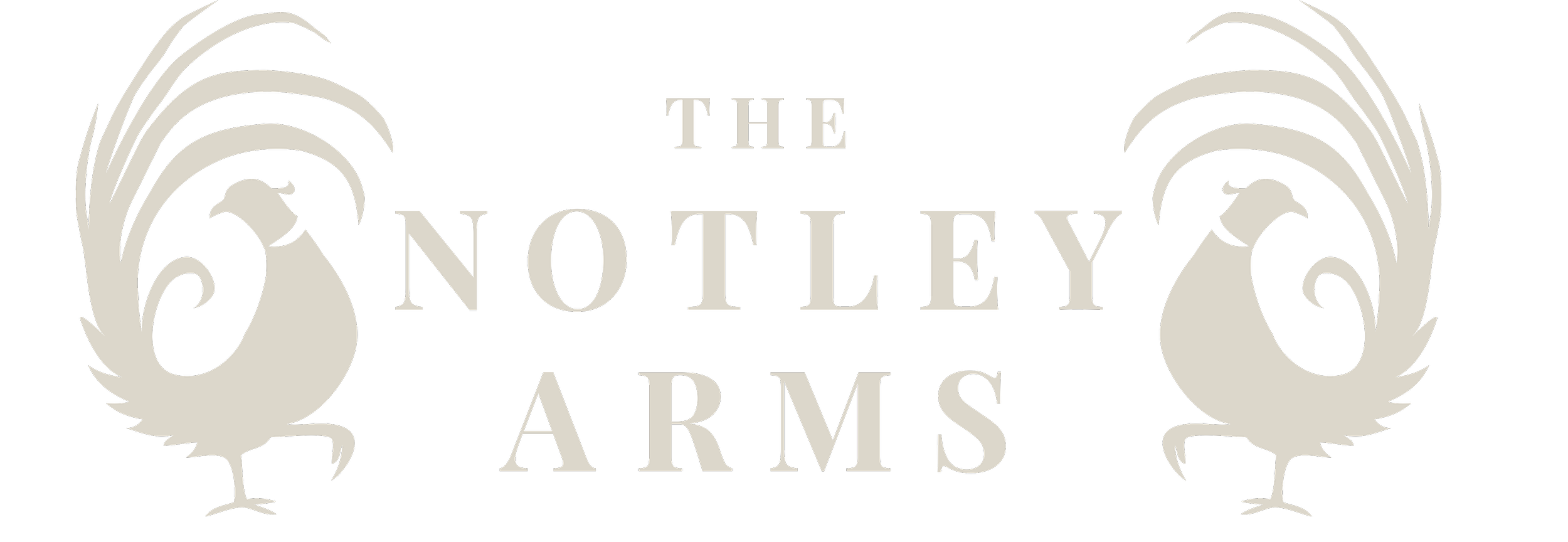 The logo for The Notley Arms featuring two stylized swans facing each other and the name in the center.