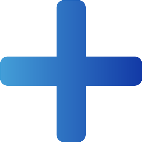 Blue gradient icon depicting a medical cross