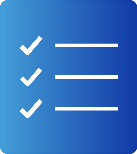 Blue gradient icon depicting a checklist
