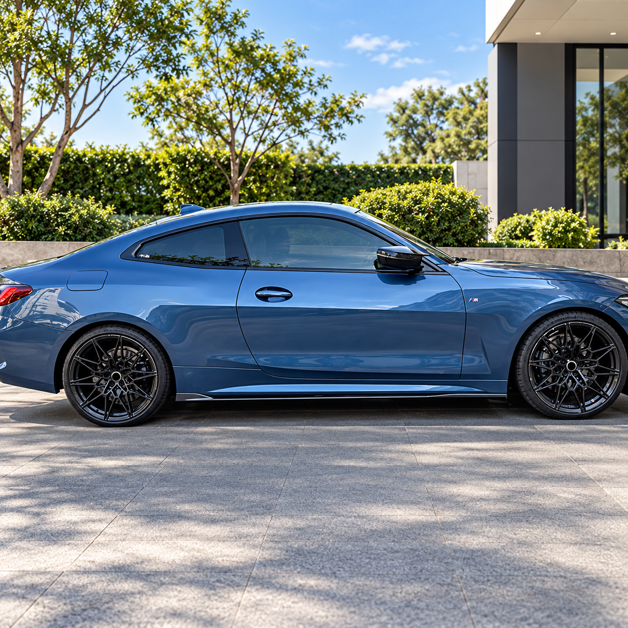 Blue Luxury Coupe at Modern Estate.png