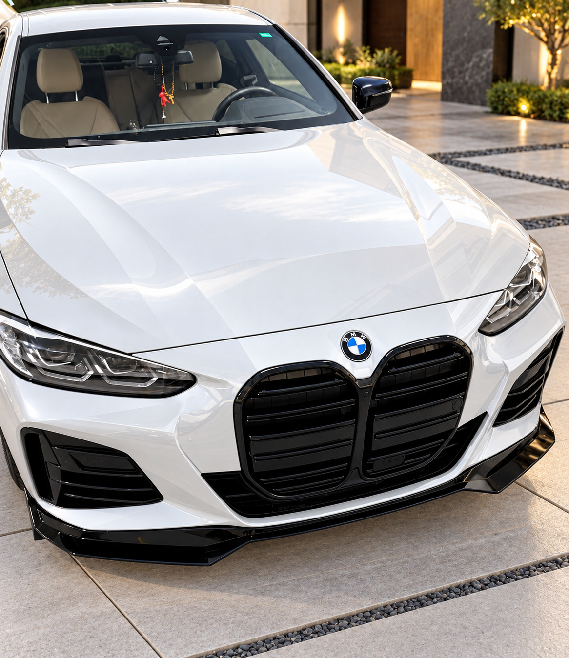 Pearl White BMW at a Modern Estate.png