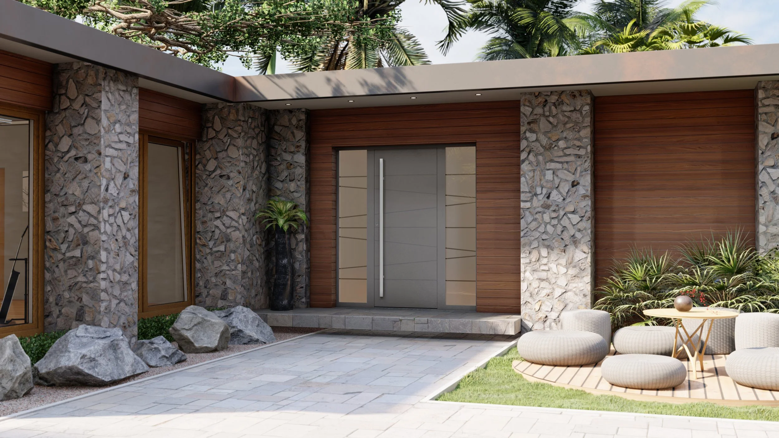 Premium European Sandblasted Glass Entrance Doors | DRUTEX USA