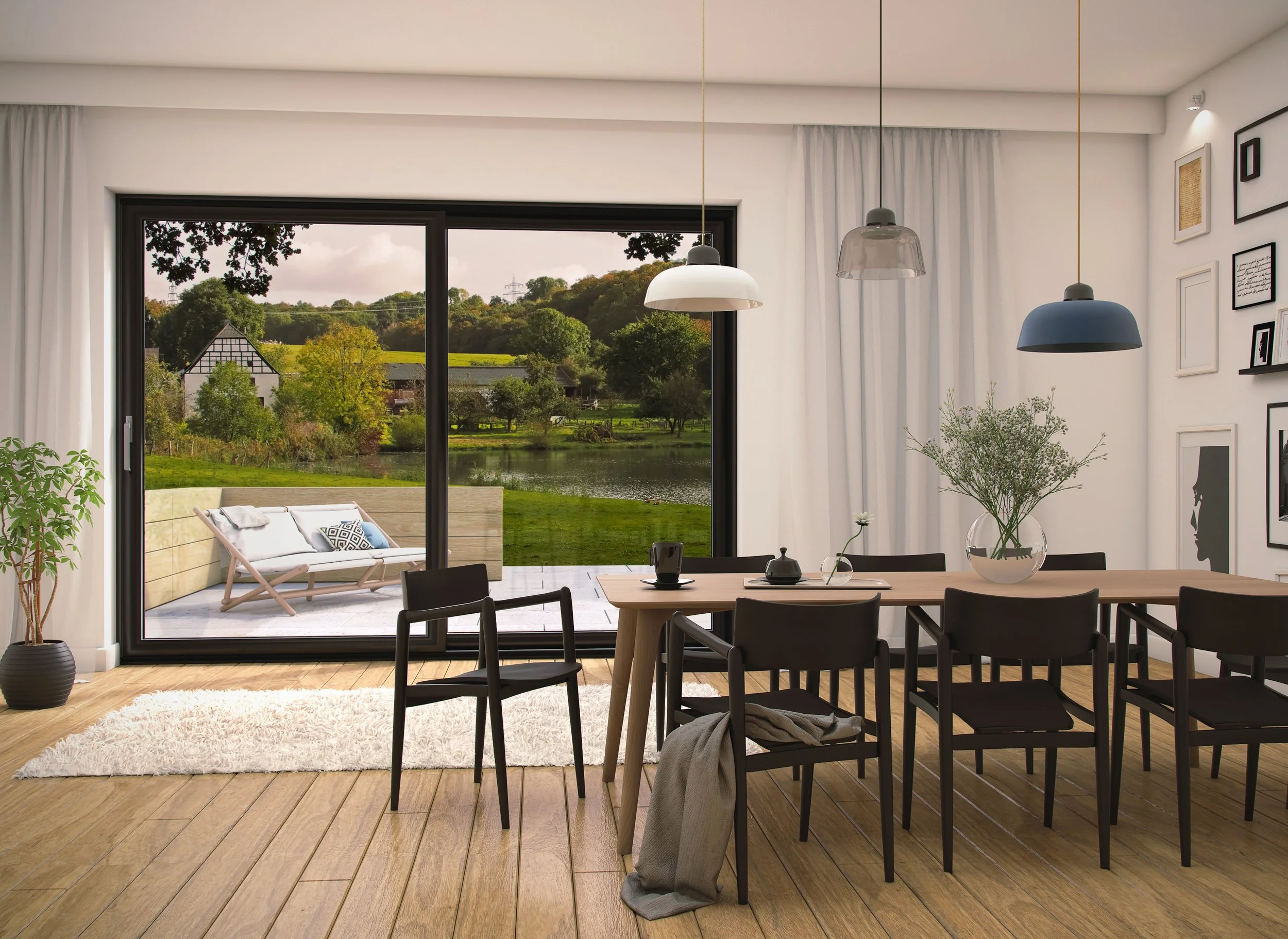 Energy-efficient European double-glazed window system with minimalist frame
