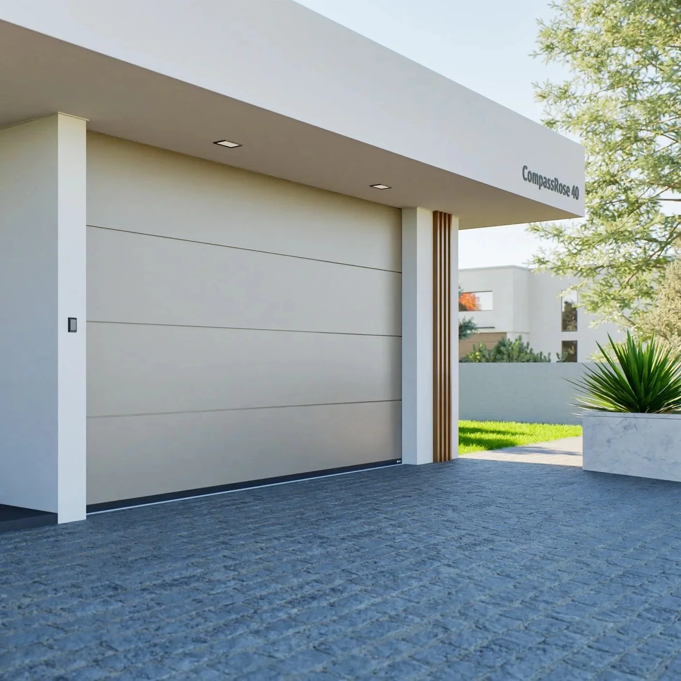 premium European sectional garage door with horizontal panels