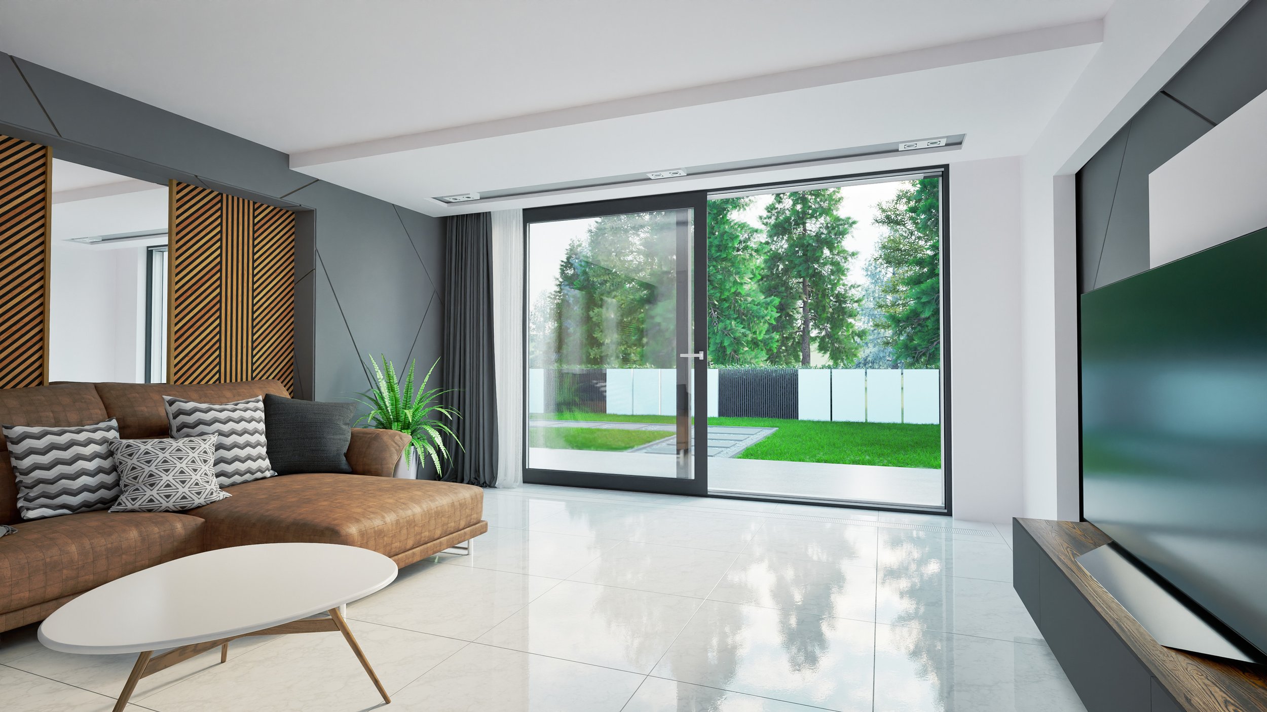 European sliding terrace door system in modern home