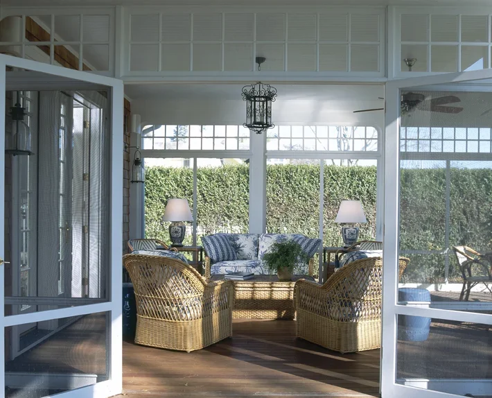 Porch - 
Bielecky Brothers Rattan covered in a sunflower toile