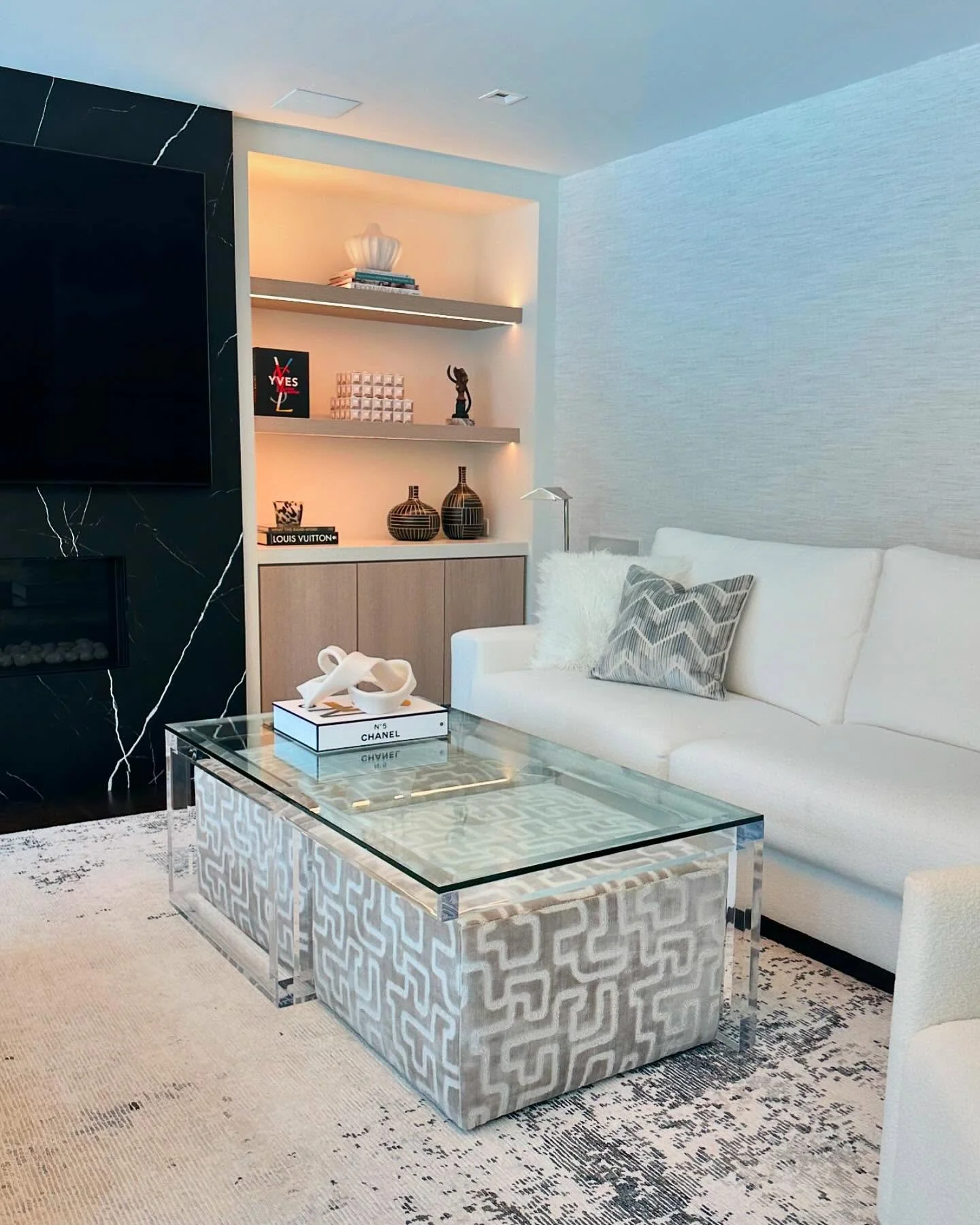 A luxe family room nearing completion