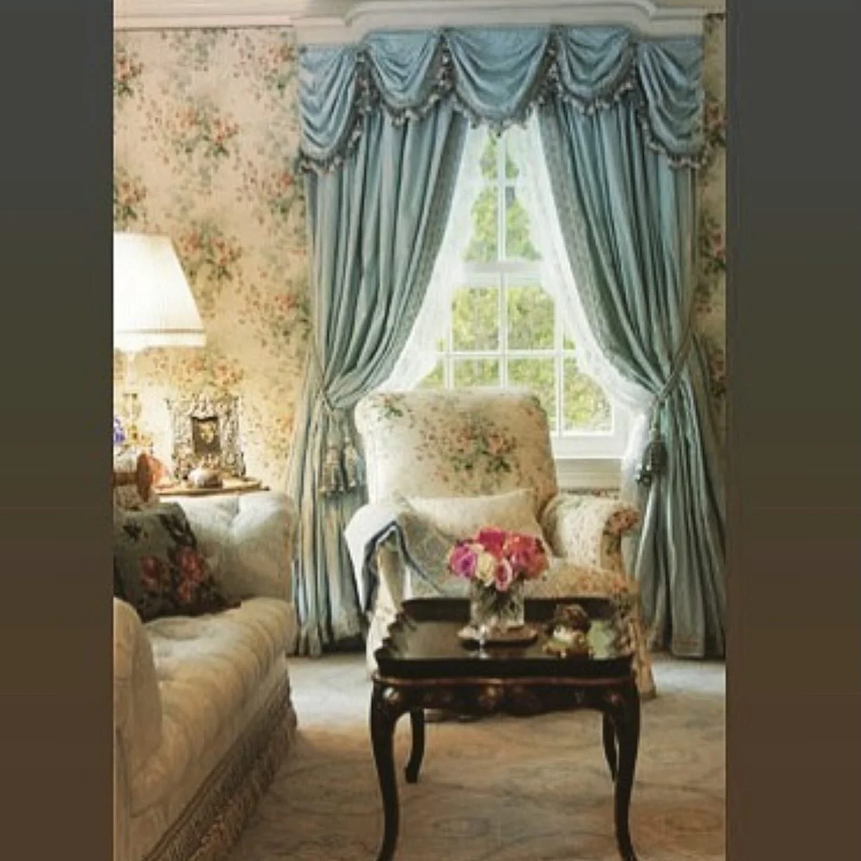 Back to traditional elegance.  Out with the new and in with the old.  Happy to see color, pattern and antiques becoming popular again