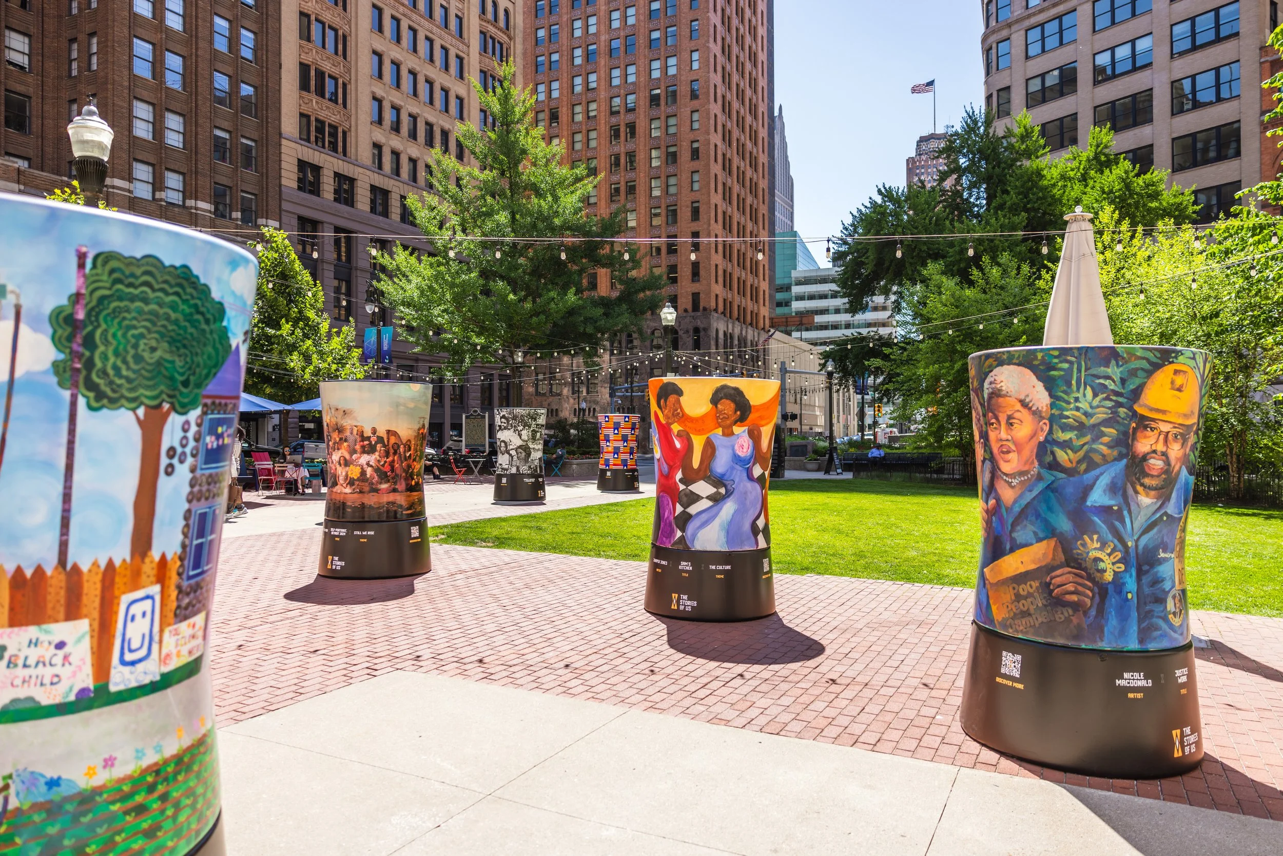 An image of Sam's Kitchen from the Stories of Us Sculpture Project at Capitol Park in Detroit.