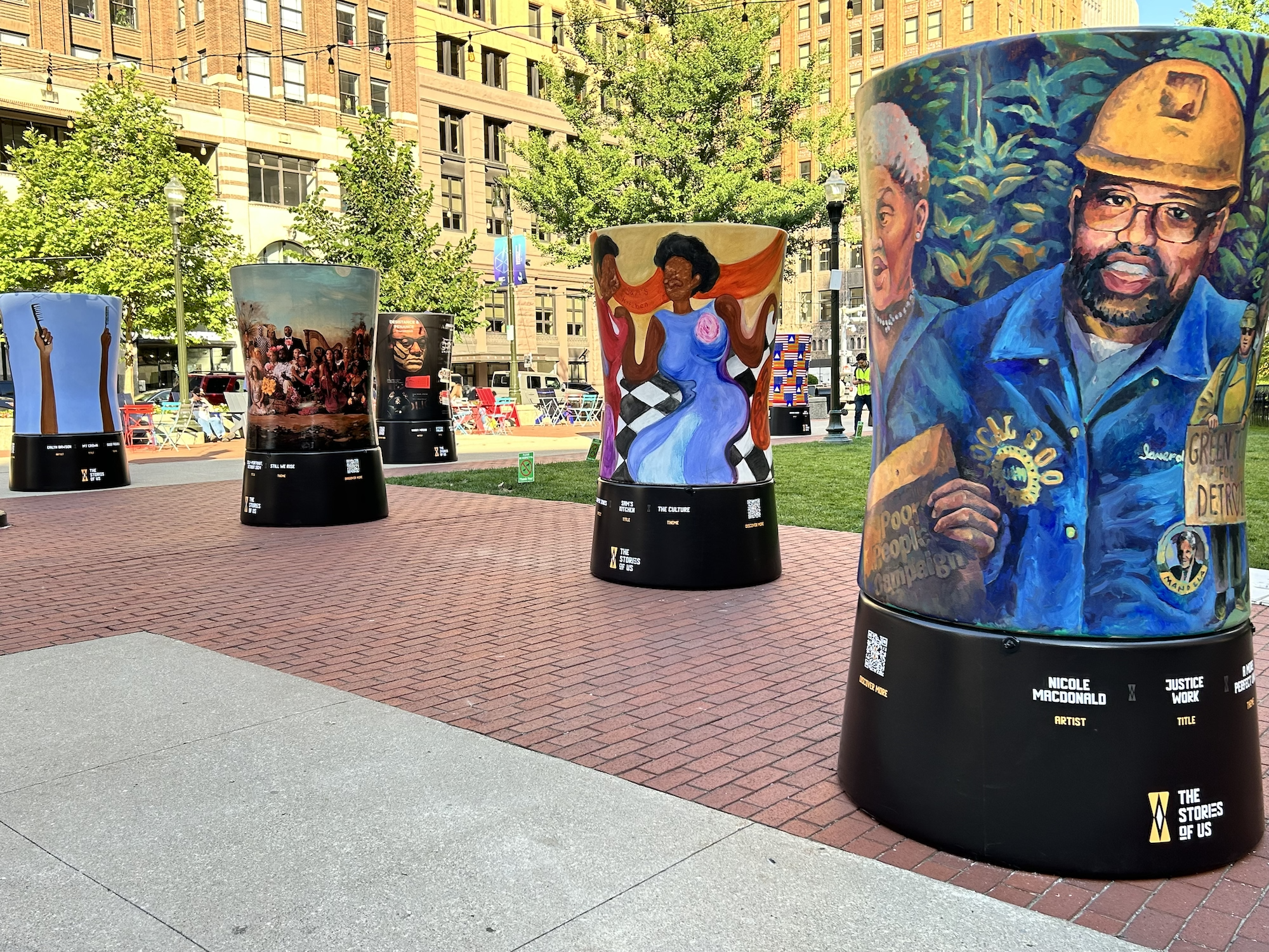 An image of Sam's Kitchen from the Stories of Us Sculpture Project at Capitol Park in Detroit.