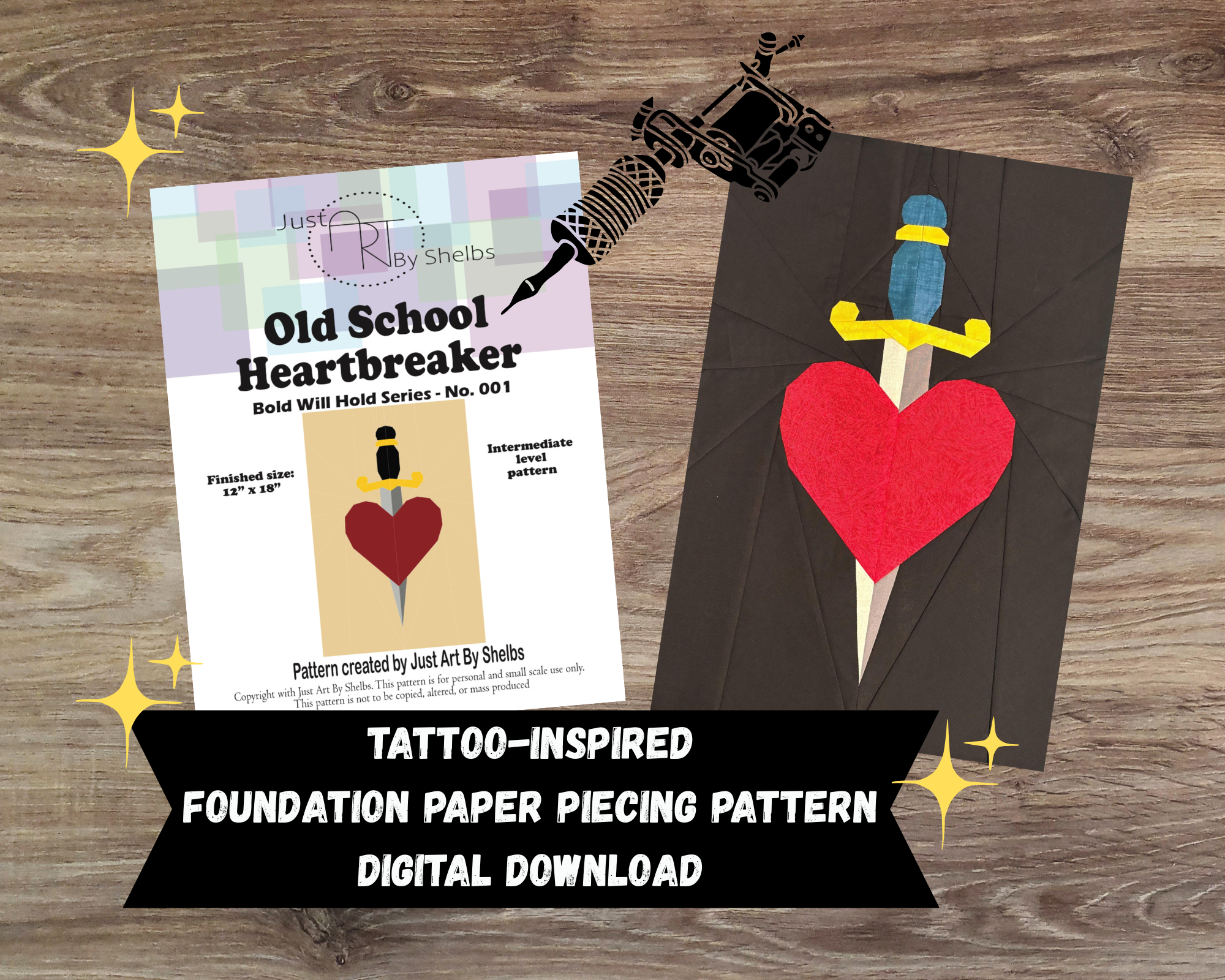 Old School Heartbreaker FPP Pattern ~ Bold Will Hold Series 001