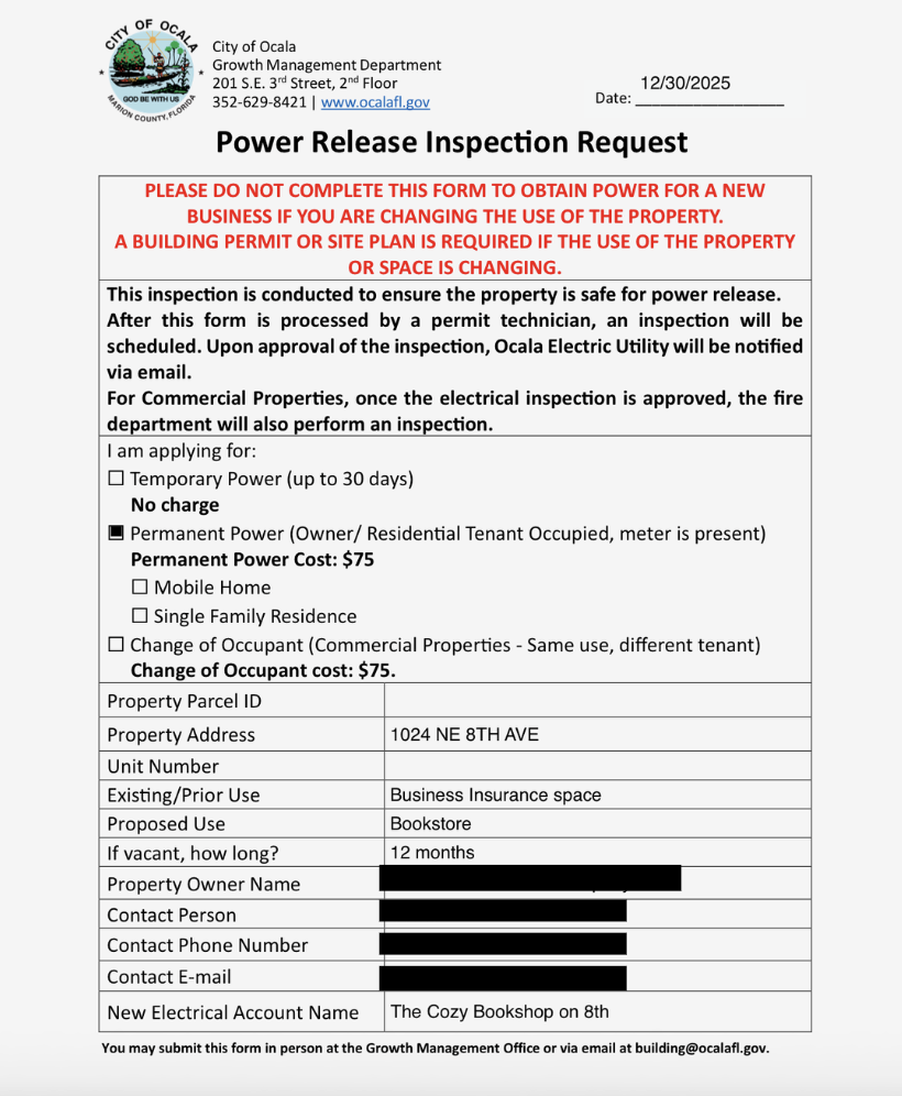 Power Release Inspection Request