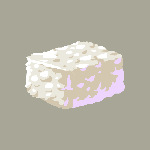 Illustration of a rice crispy treat with marshmallows on top, on a neutral background.