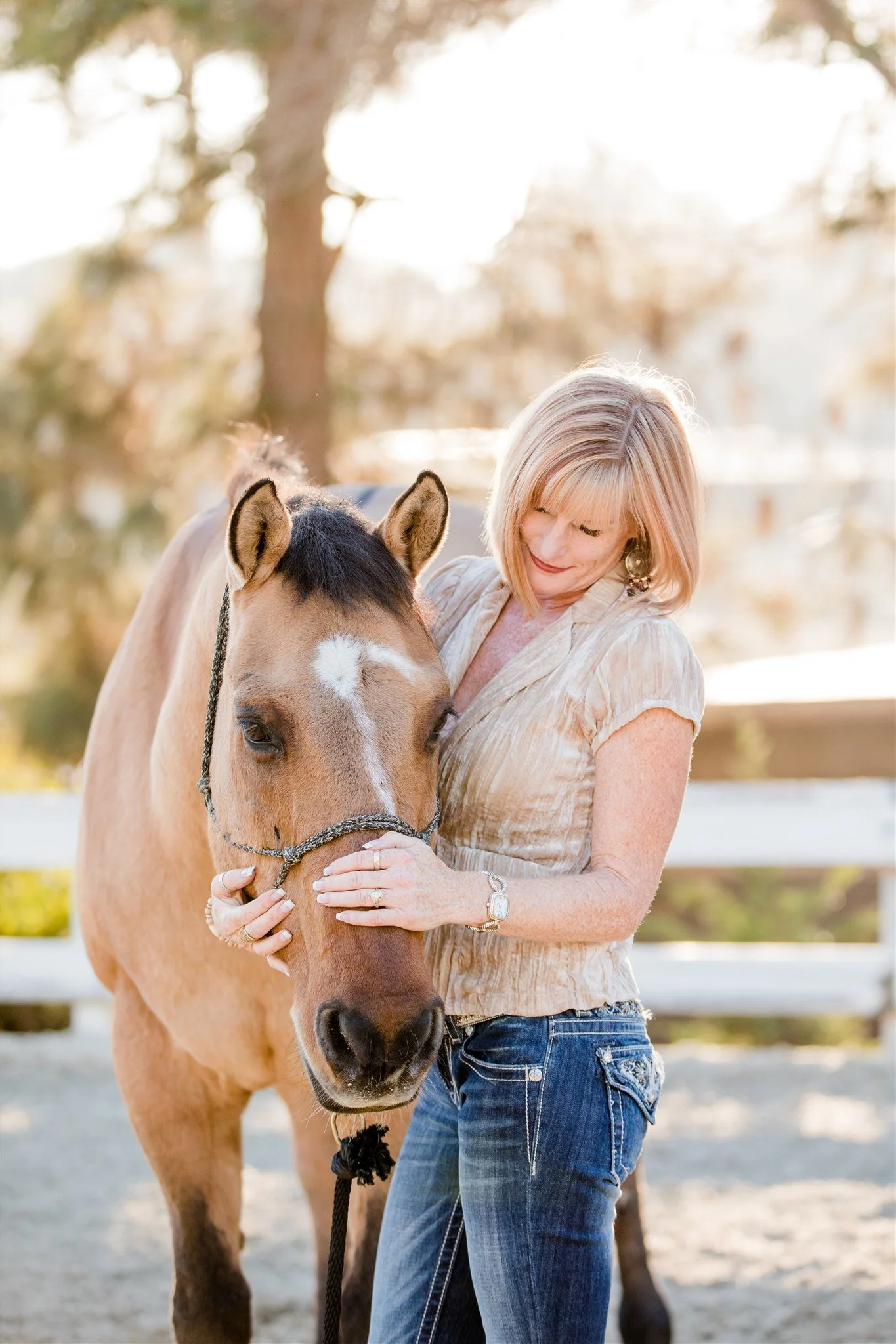Michelle embracing founding equine coach, Chief Copy