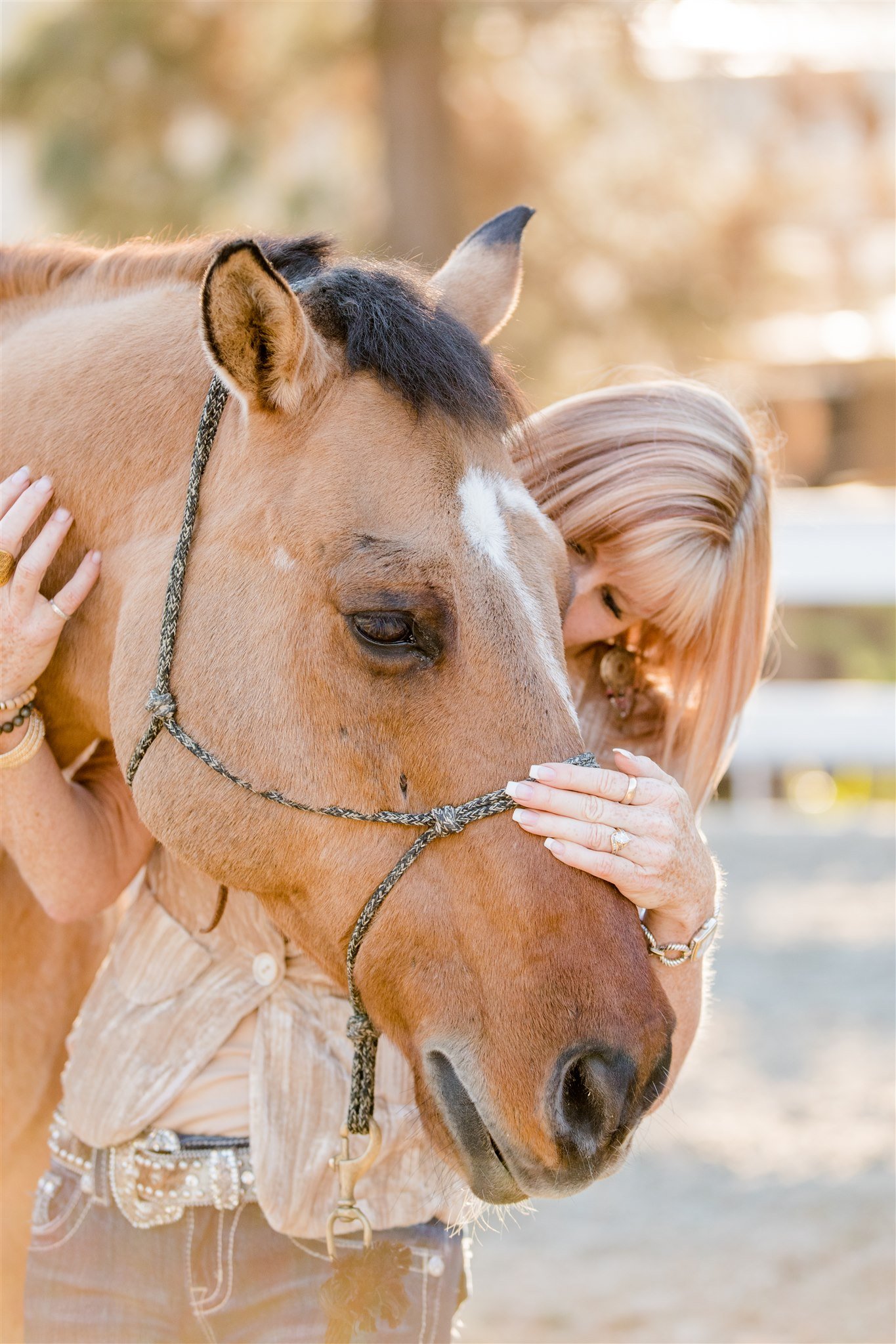 Michelle embracing founding equine coach, Chief Copy