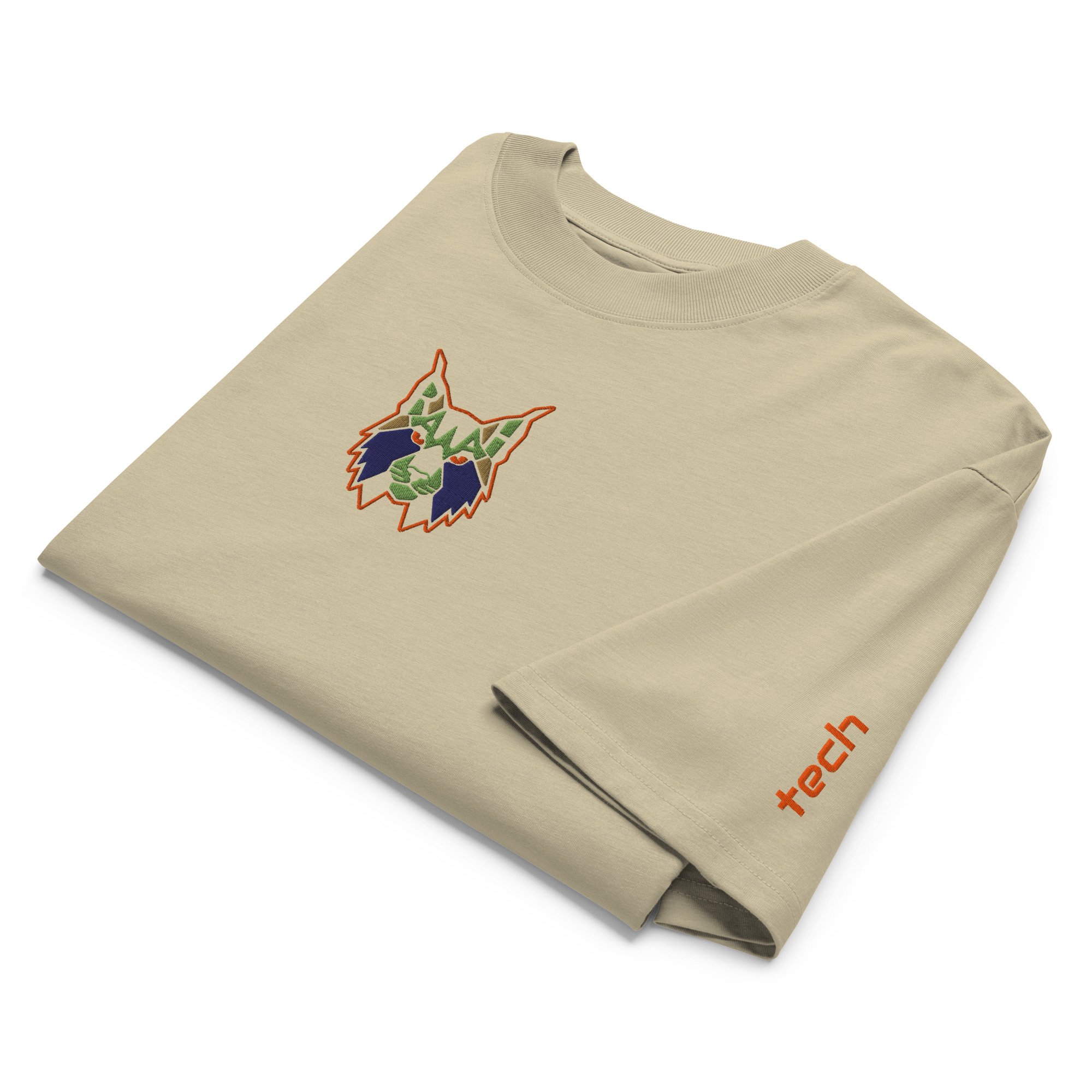 rawah embroidered organic oversized high neck t-shirt