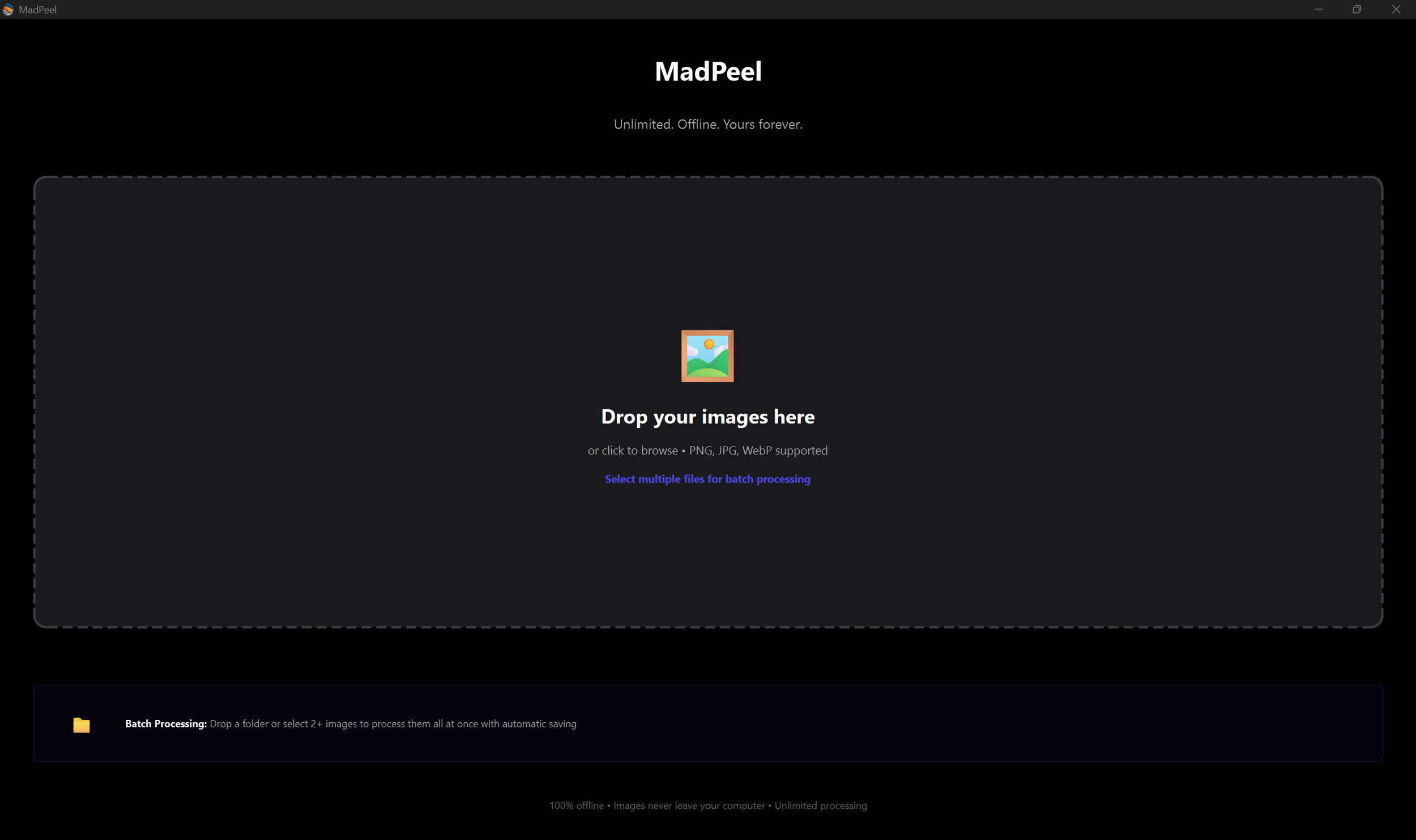 Madpeel background remover drag drop upload nterface