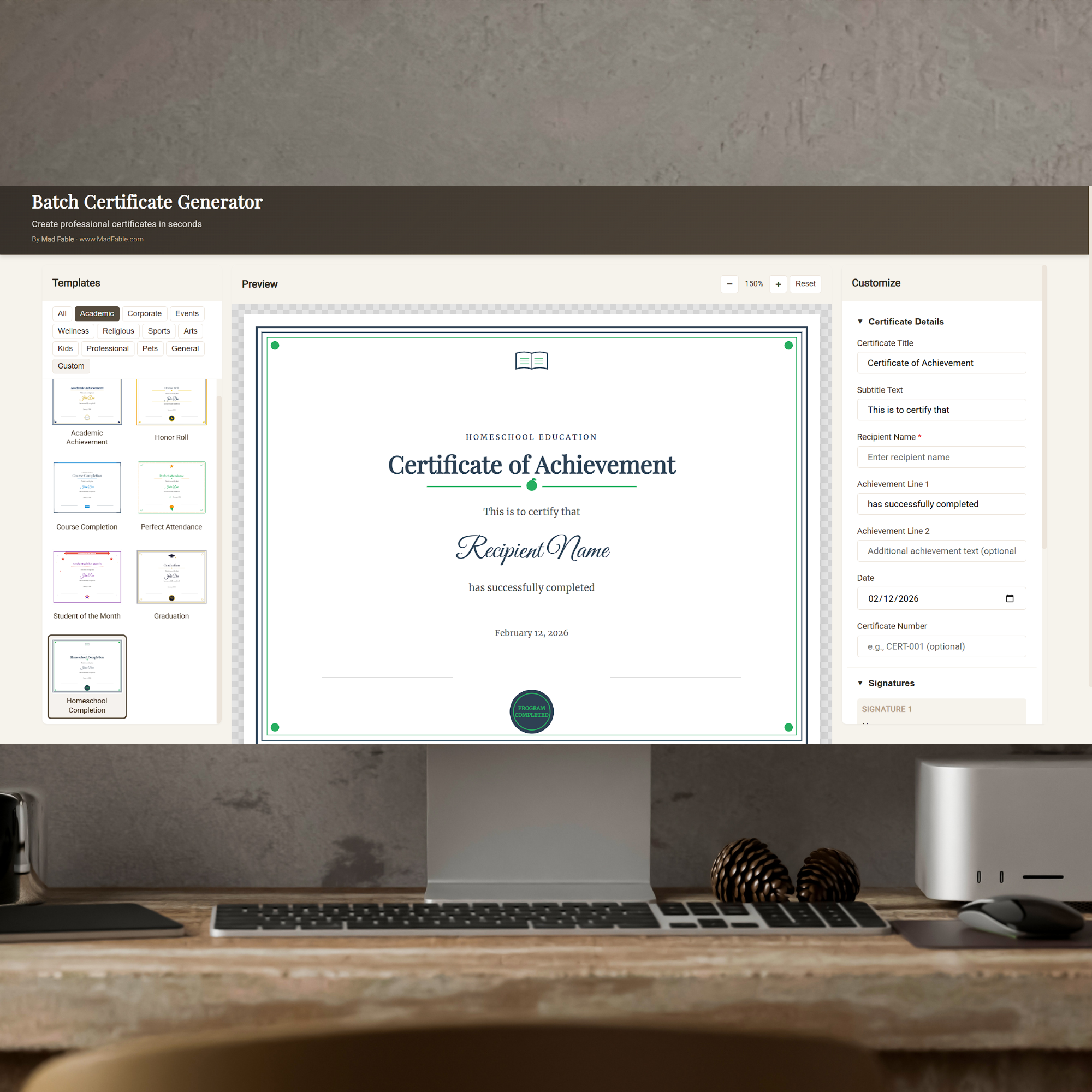 Academic template showcasing fully offline in your browser.