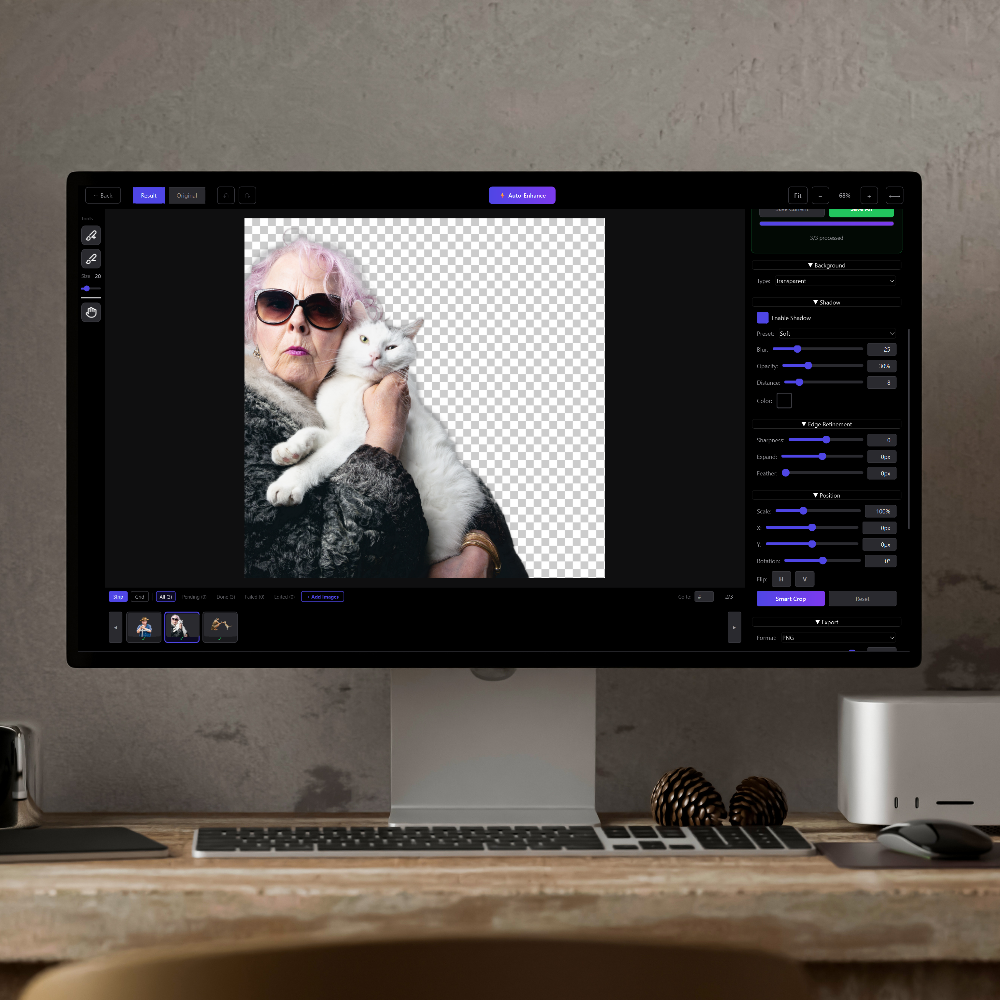 Madpeel background remover desktop app on monitor.
