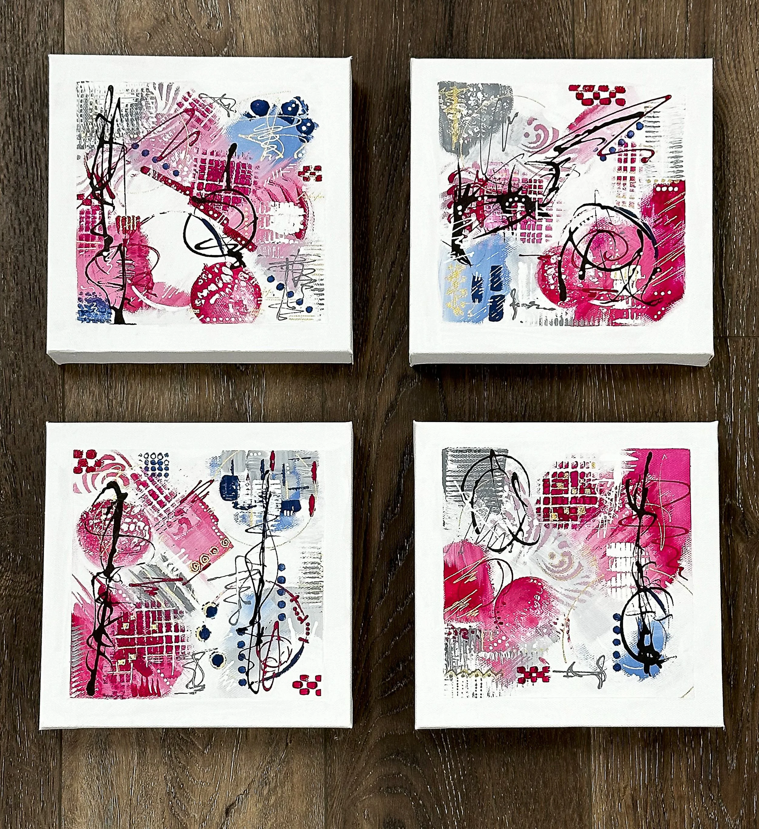 Cranberry Dance Set of 4 Canvases $250 SOLD