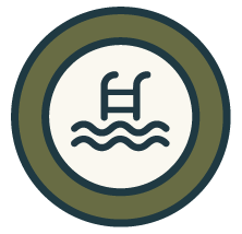 Swimming pool icon with waves and ladder