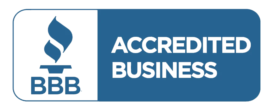BBB accredited business logo with the Better Business Bureau torch icon and text indicating accreditation.