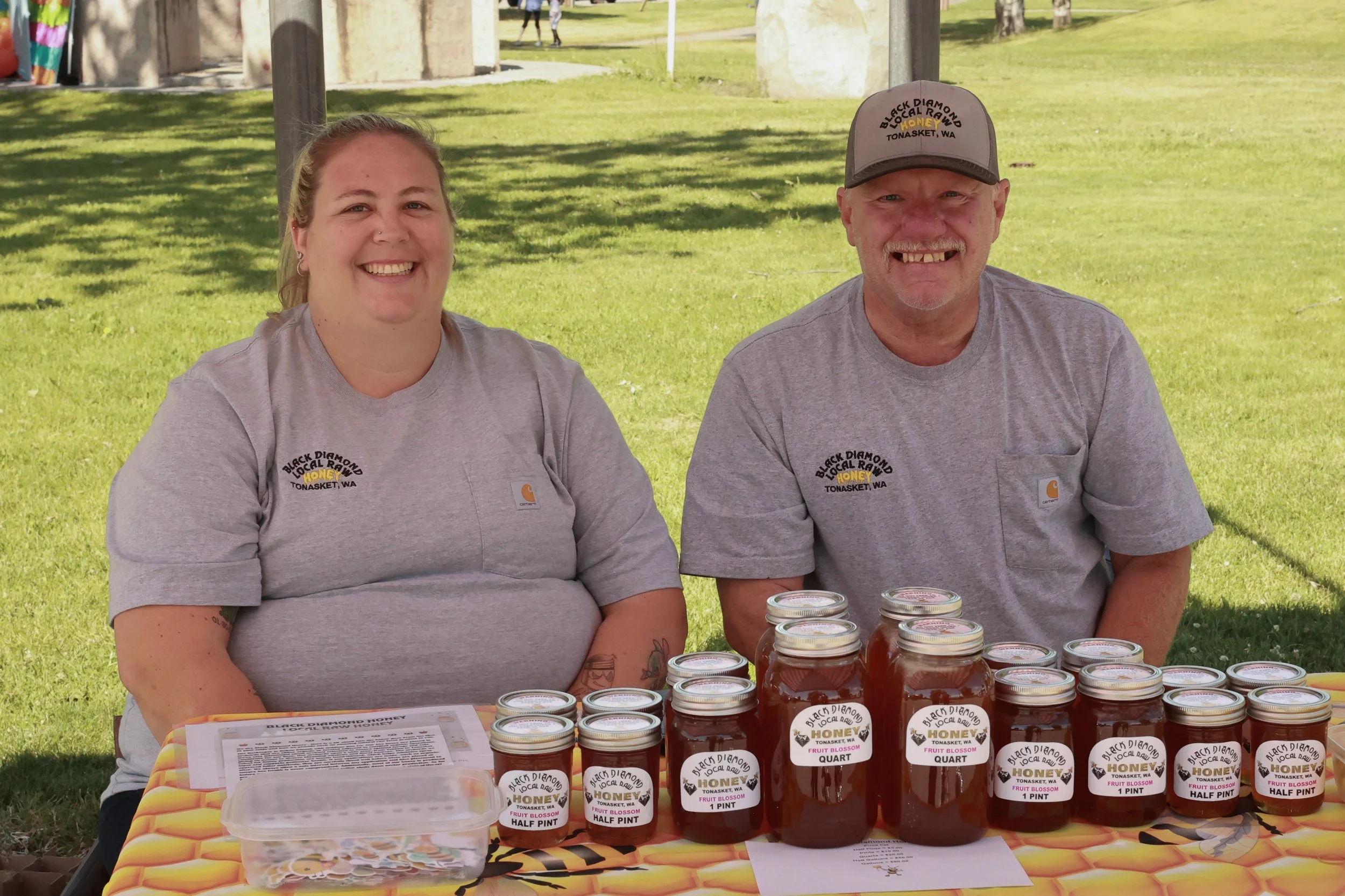 Photo of Black Dimond Honey vendors posing for a photo at OBHC's 2026 Color Walk.