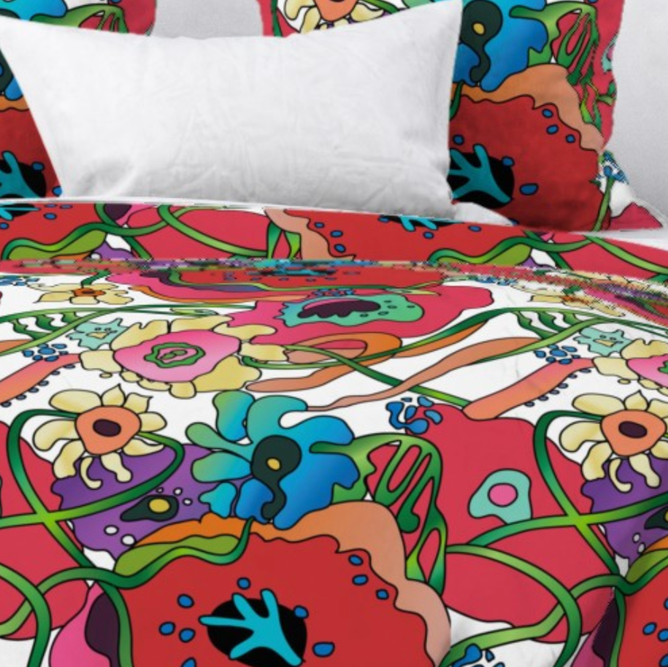 Modern Graphic Bright Floral Bedding Print