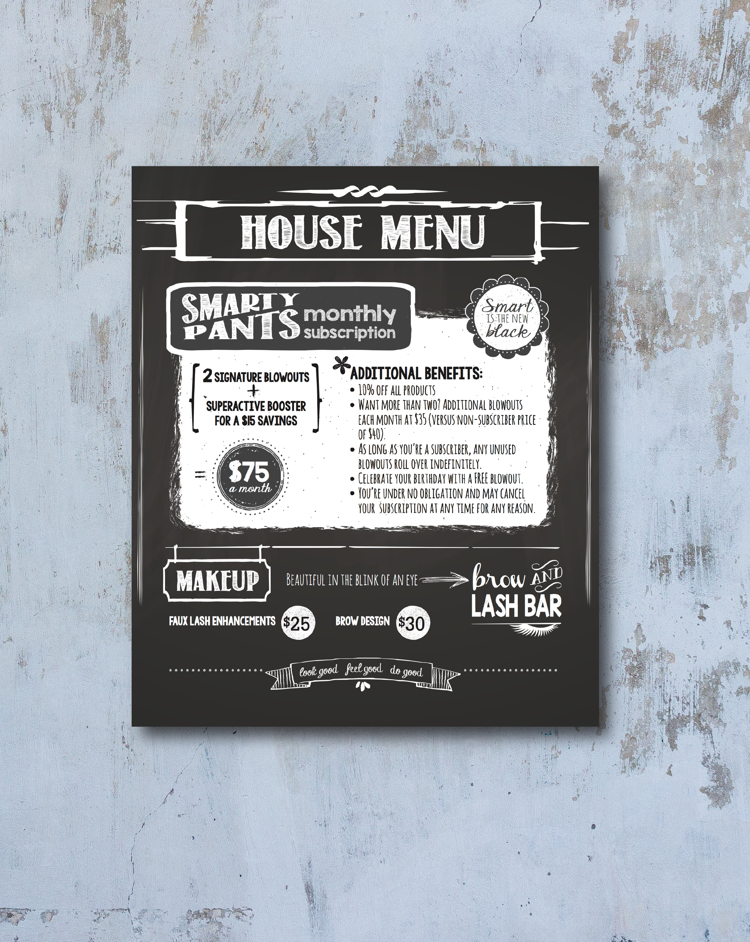 Chalkboard menu graphic design