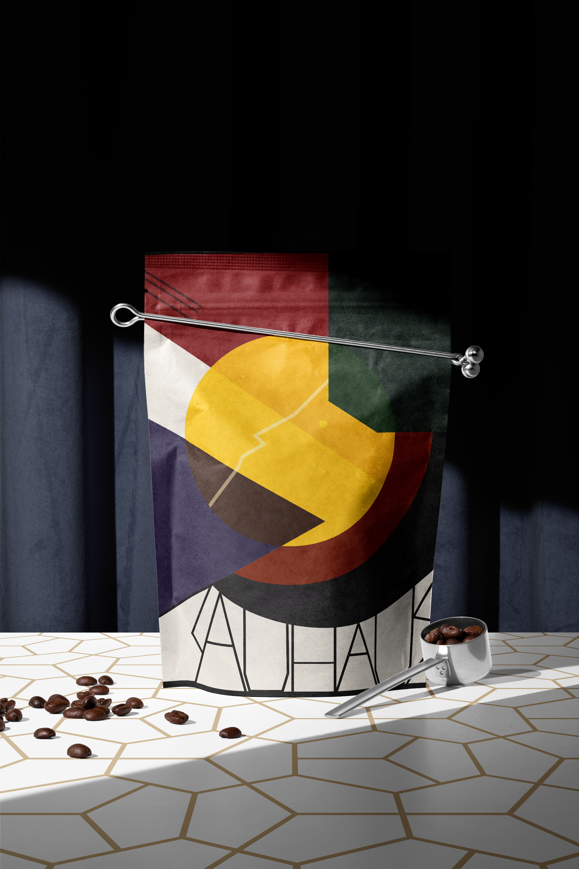 Packaging design for coffee bag in Bauhaus style
