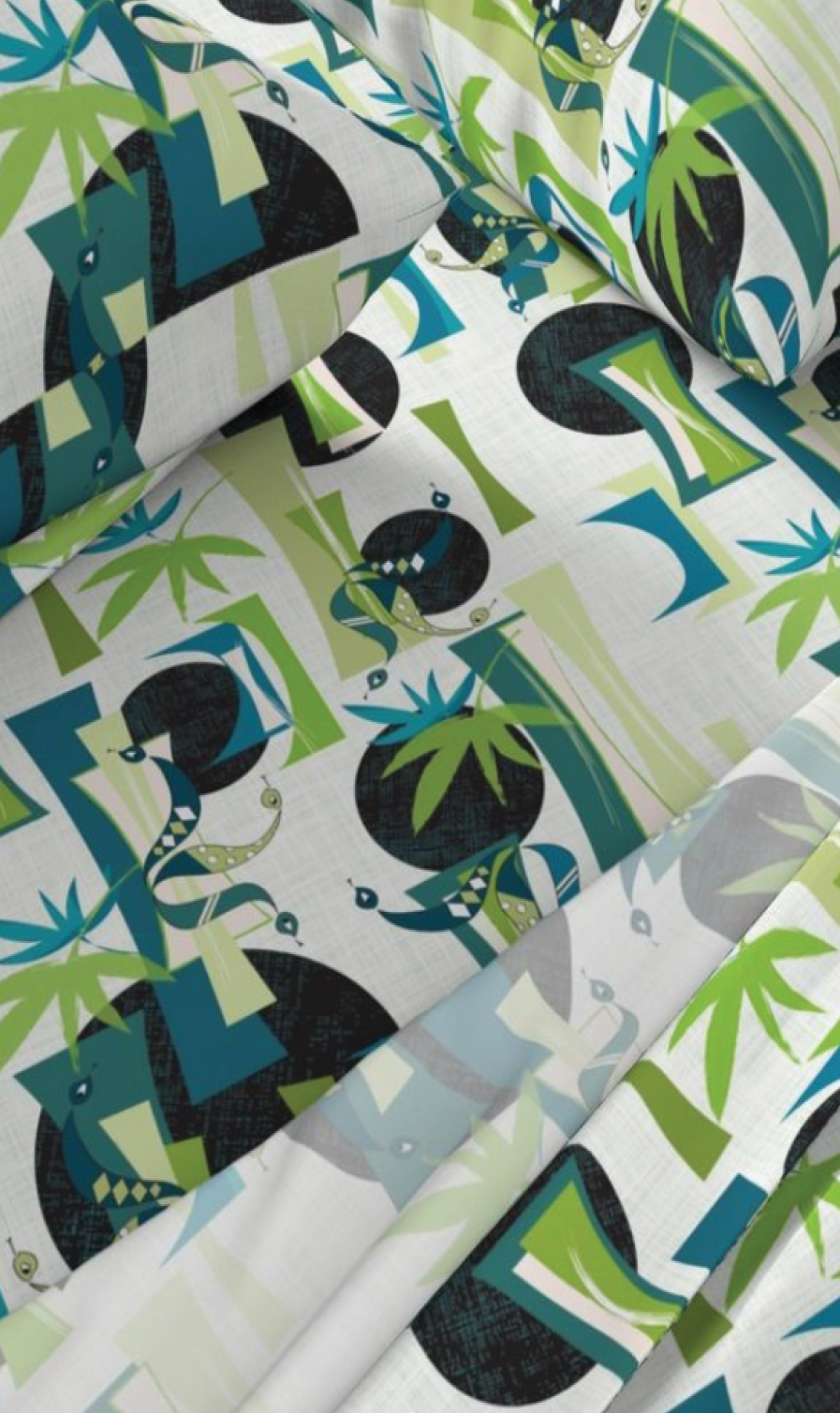 Tiki Mid Century Style Jungle Snake pattern on Sheet Set  | JMarie Designs
