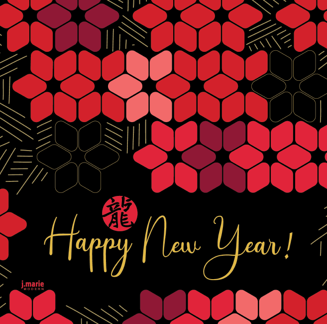 Chinese New Year Tea towel design red diamond pattern