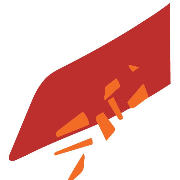 Close-up of a red and orange paper airplane