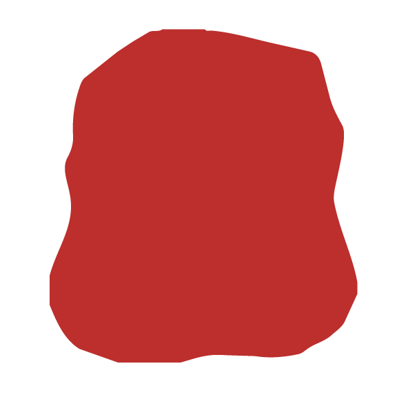 Red irregular shape with black outline, resembling a stylized or abstract form.
